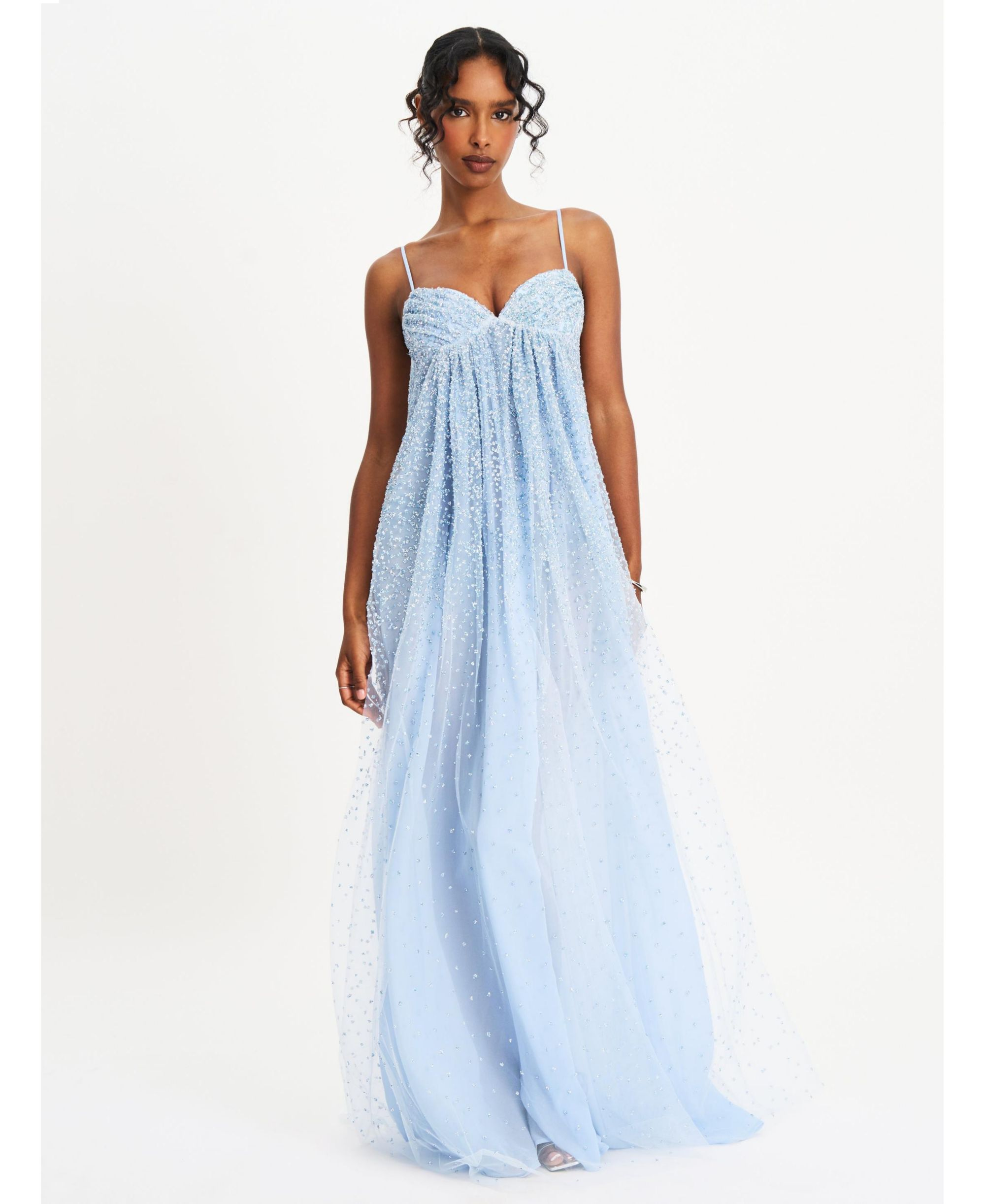 Wallie Rhinestone Embellished Mesh Backless Gown — Image 8