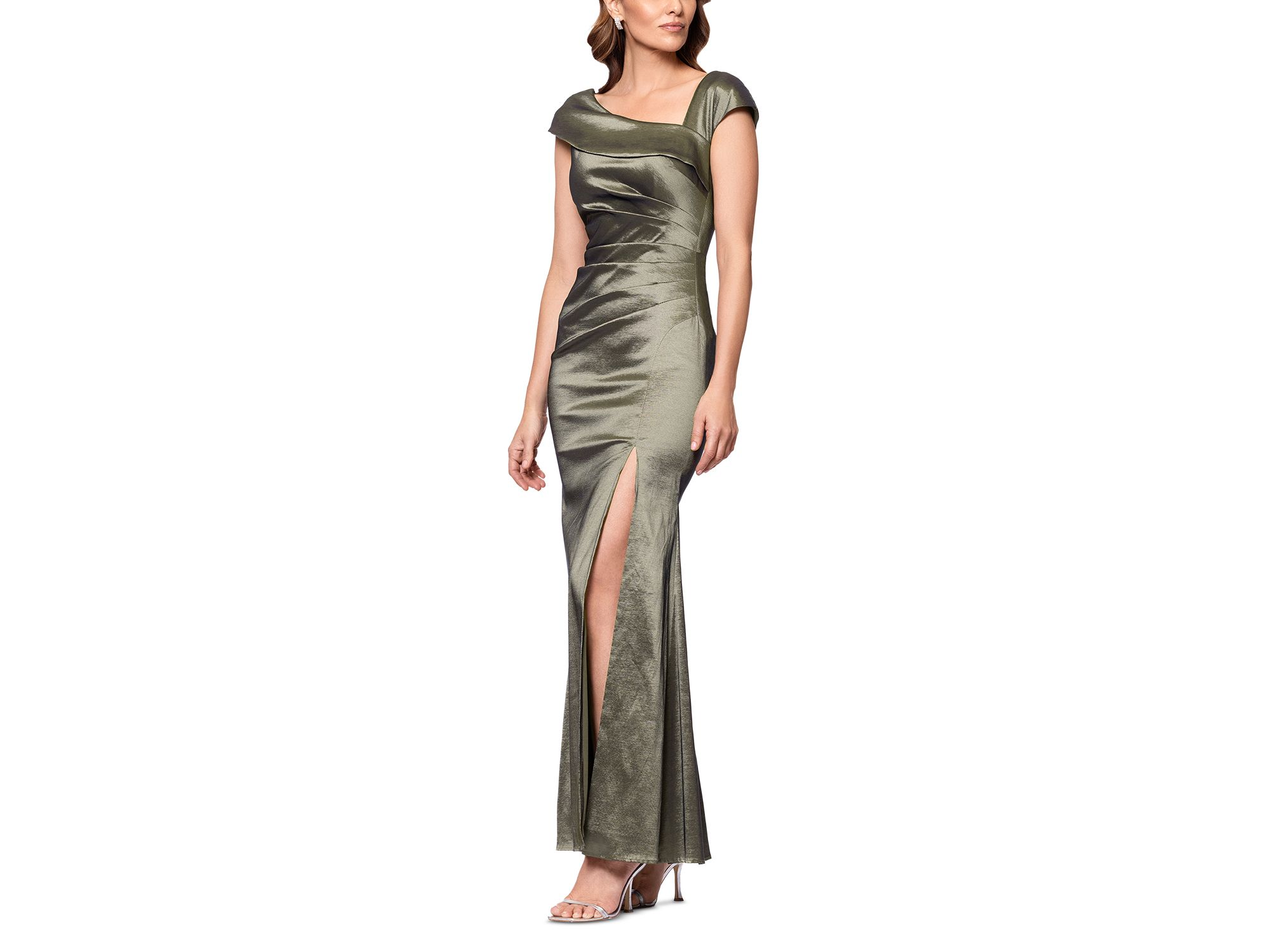 Asymmetric Cap Sleeve Gown - Exclusive — Image 5