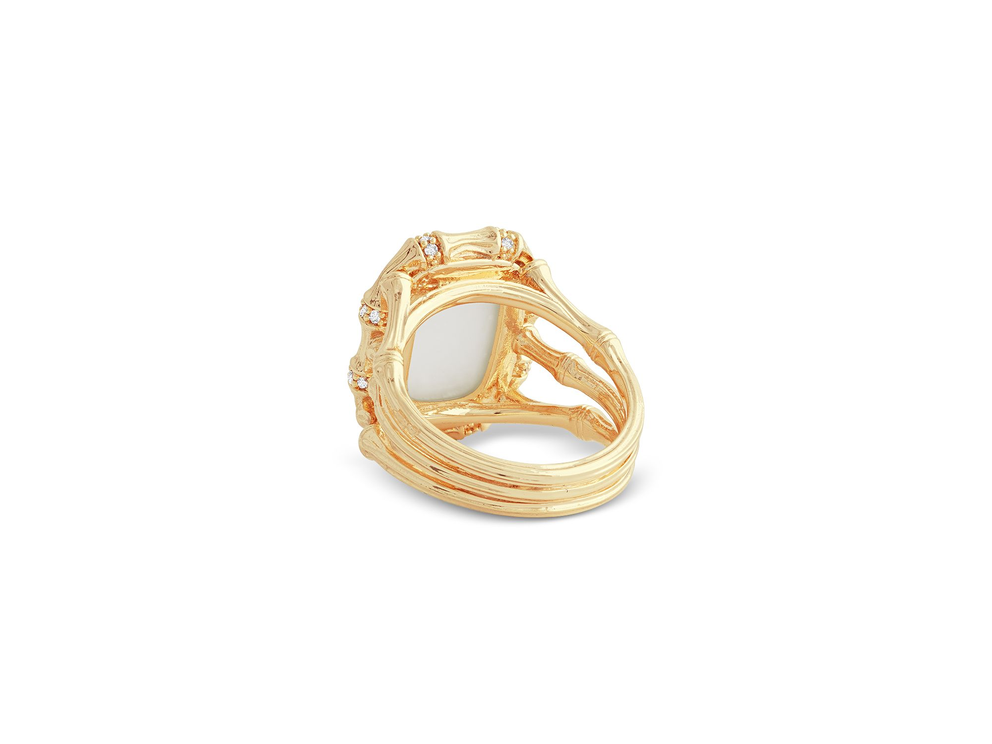 Bamboo White Stone Statement Ring in 18K Gold Plated — Image 4