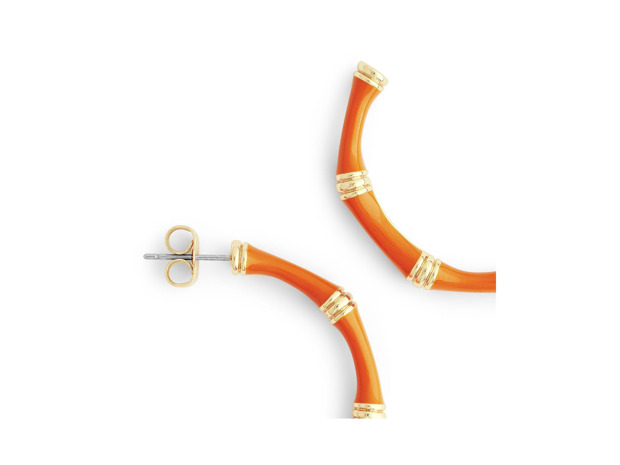 Enamel Bamboo Shaped Hoop Earrings — Image 3