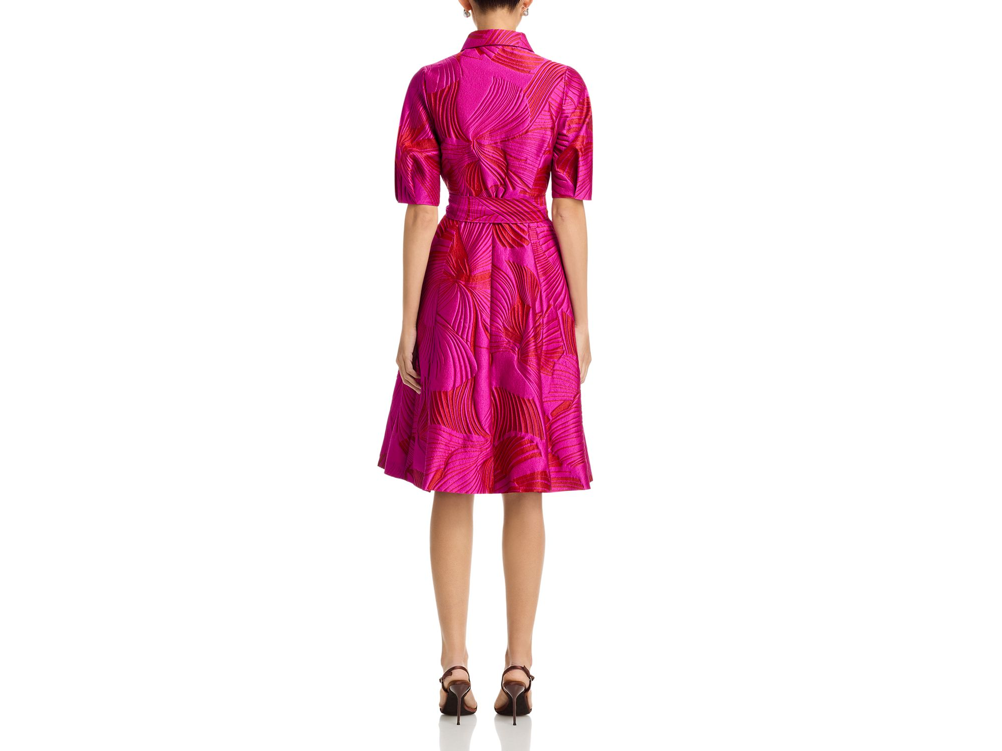 Jacquard Puff Sleeve Shirt Dress — Image 4