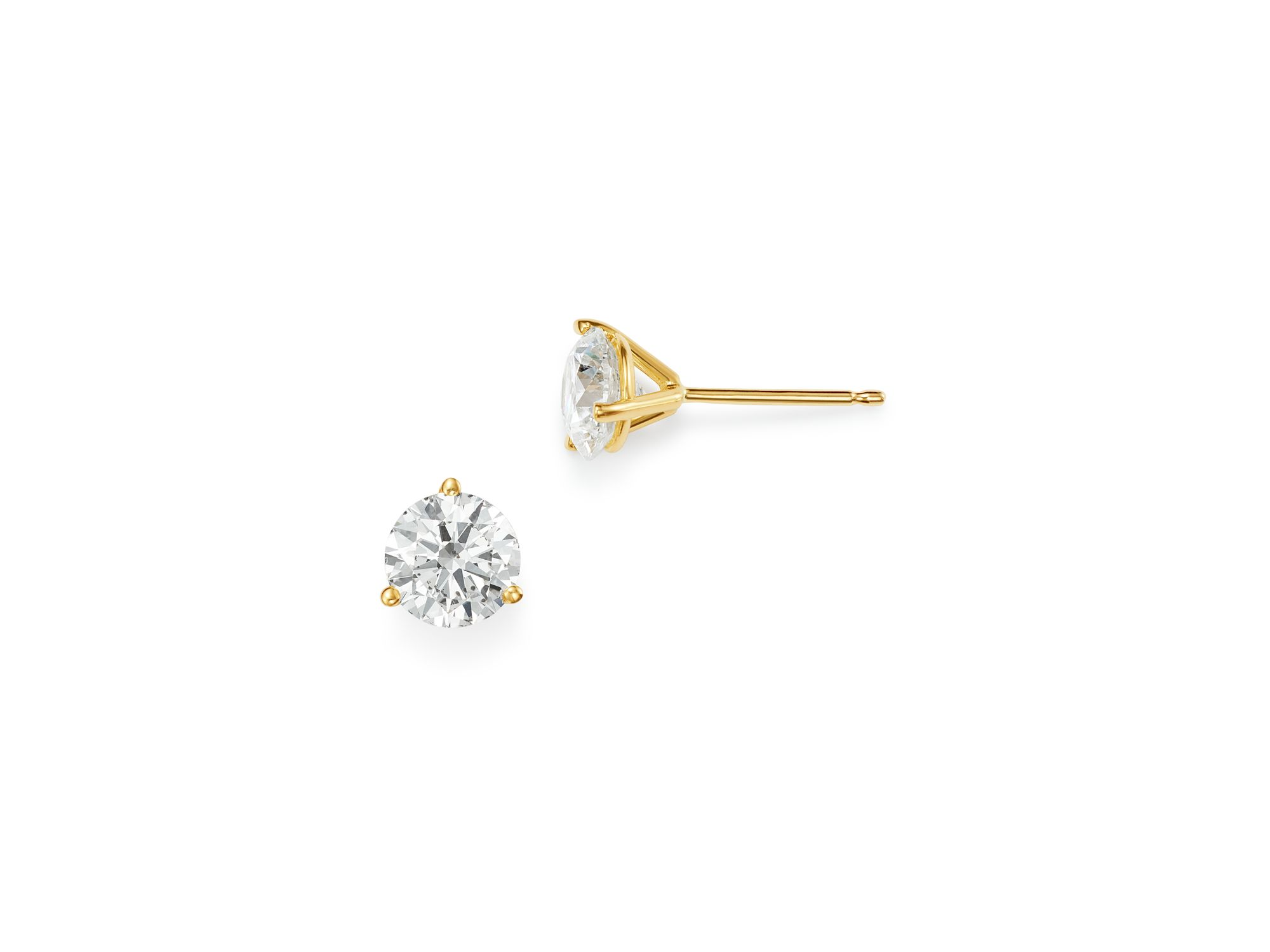 Certified Diamond Stud Earrings in 18K Yellow Gold Martini Setting — Image 12