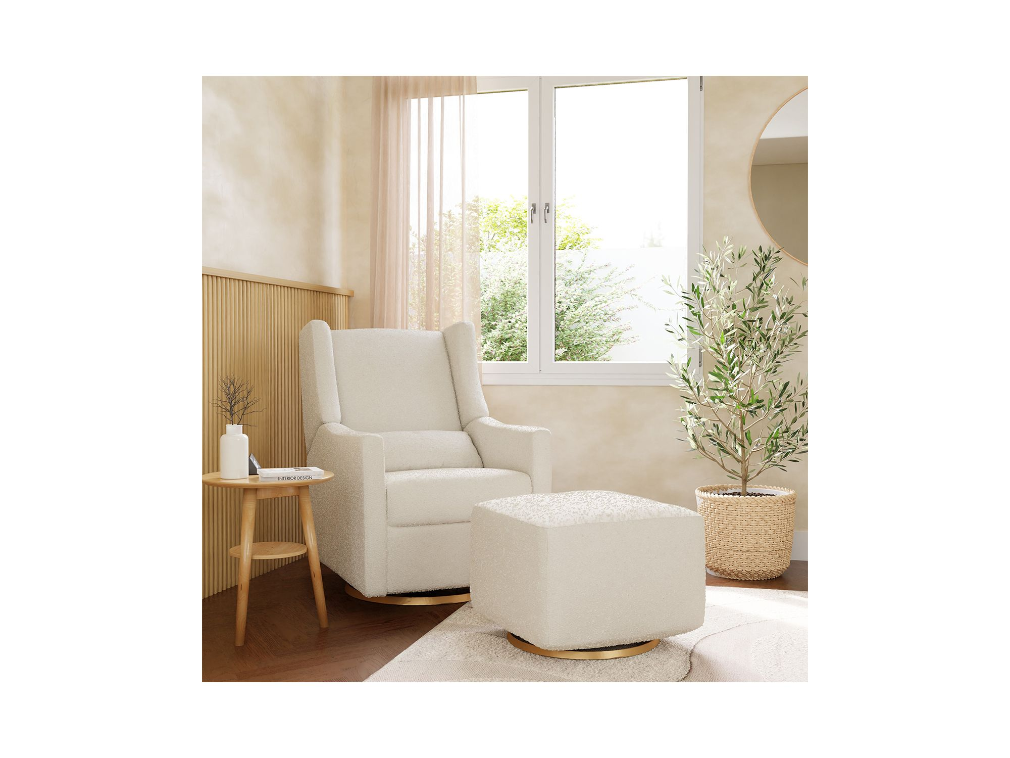 Kiwi Bouclé Gliding Ottoman — Image 6