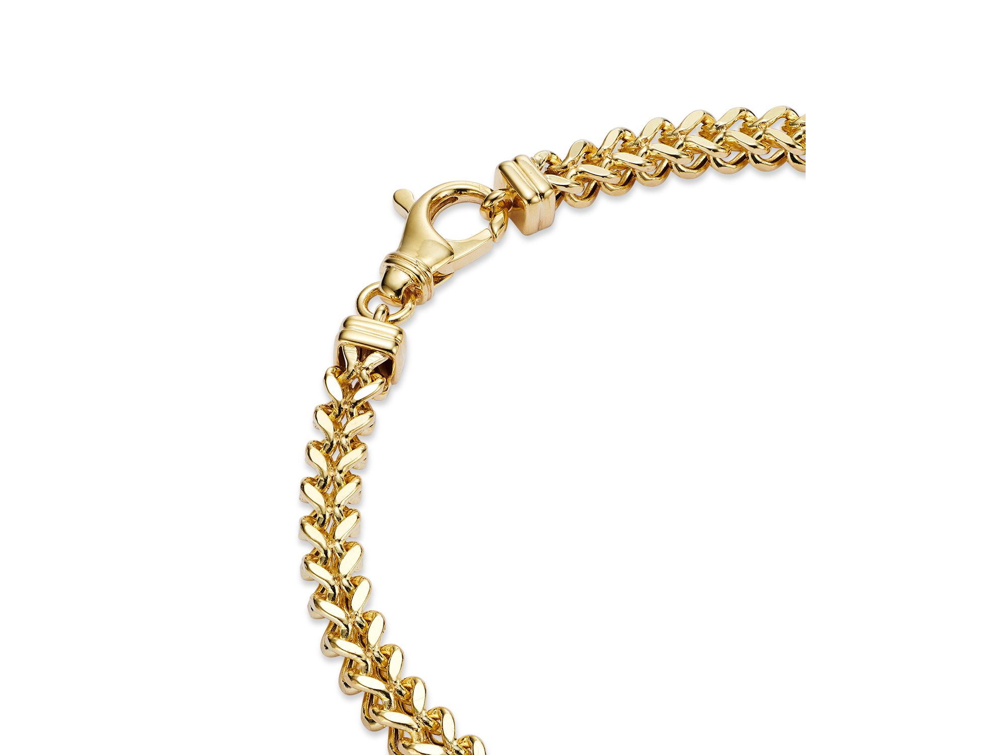 Men's Square Franco Link Chain Bracelet in 14K Yellow Gold — Image 3