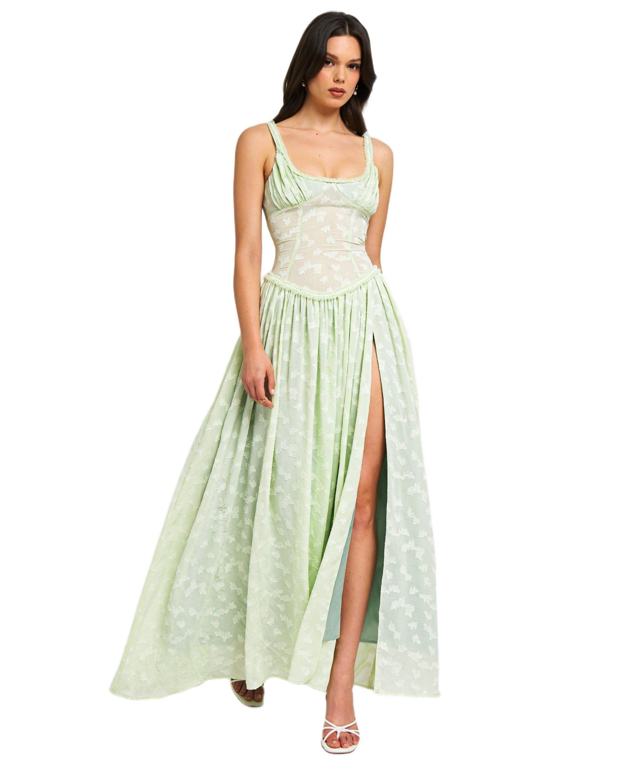 Ulissa Drop Waist Square Neck High Slit Maxi Dress — Image 6