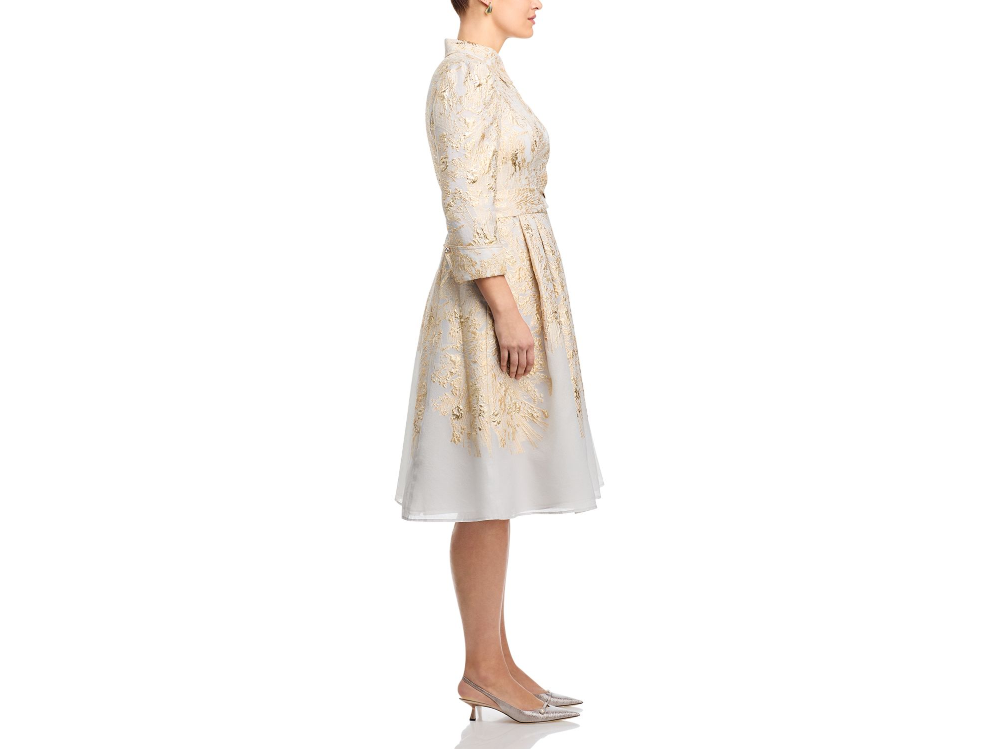 Metallic Jacquard Shirt Dress — Image 8