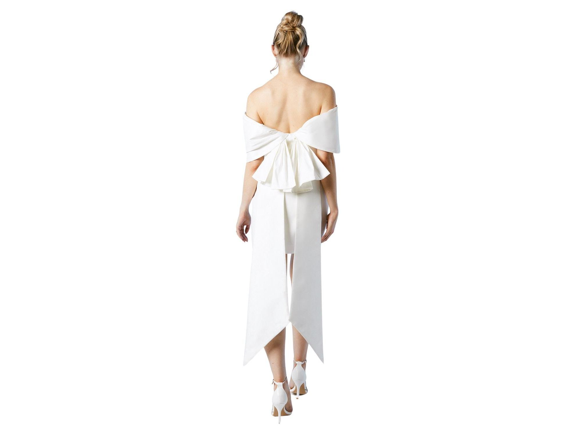 Statement Bardot Mini Bridal Dress — Image 4