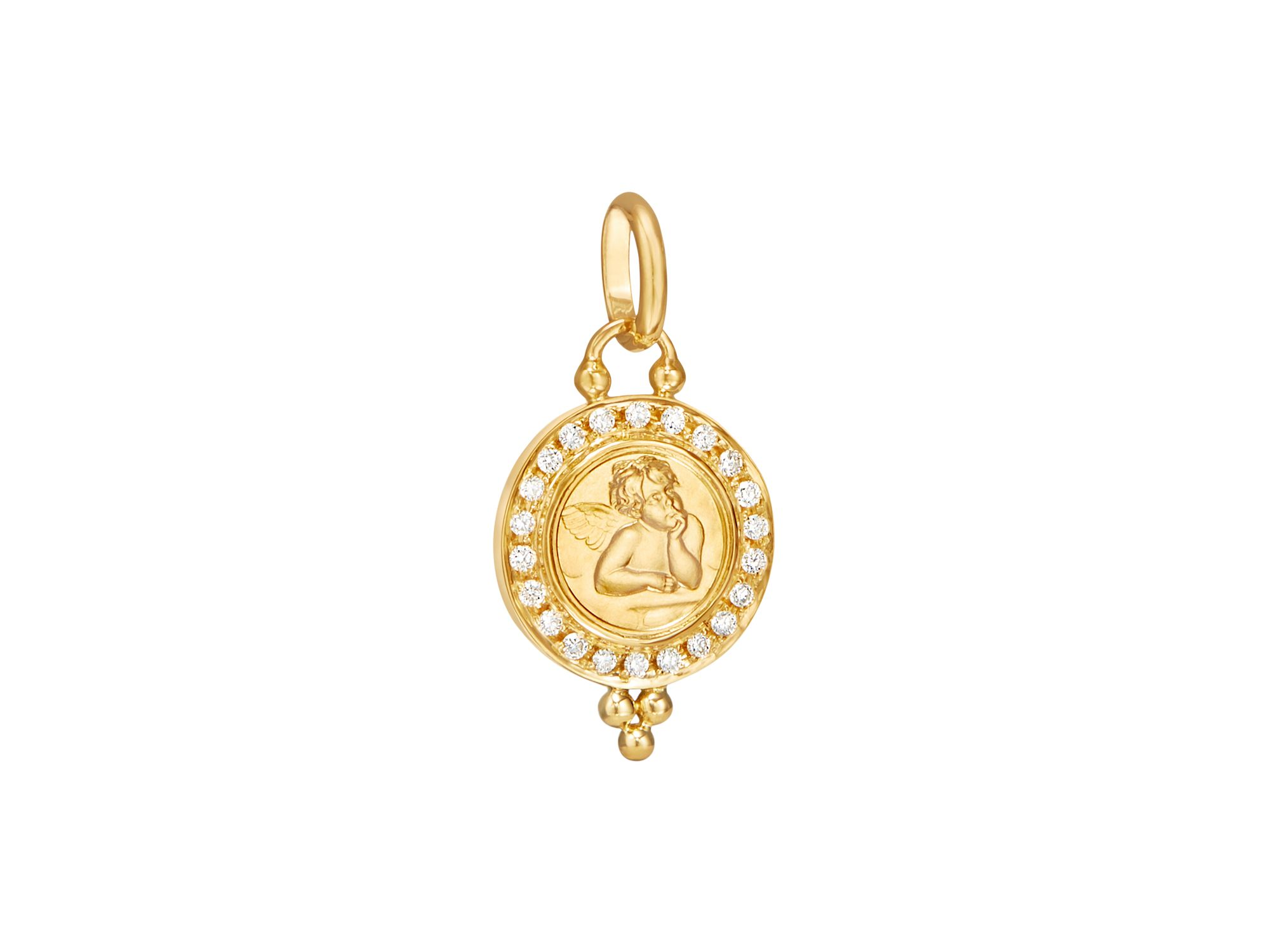 18K Gold 10mm Angel Pendant with Diamond Pavé — Image 5