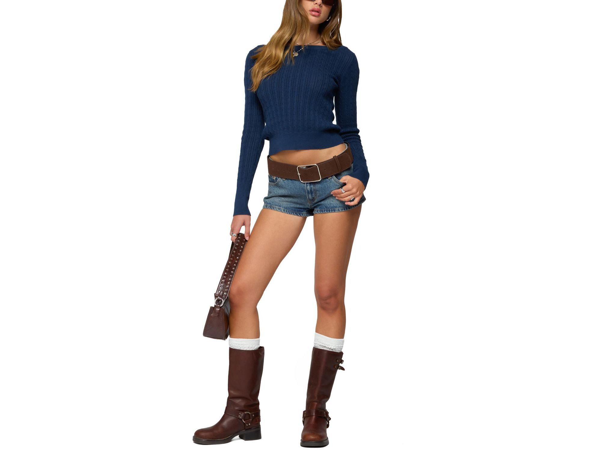 Larah Boat Neck Cable Knit Sweater — Image 4
