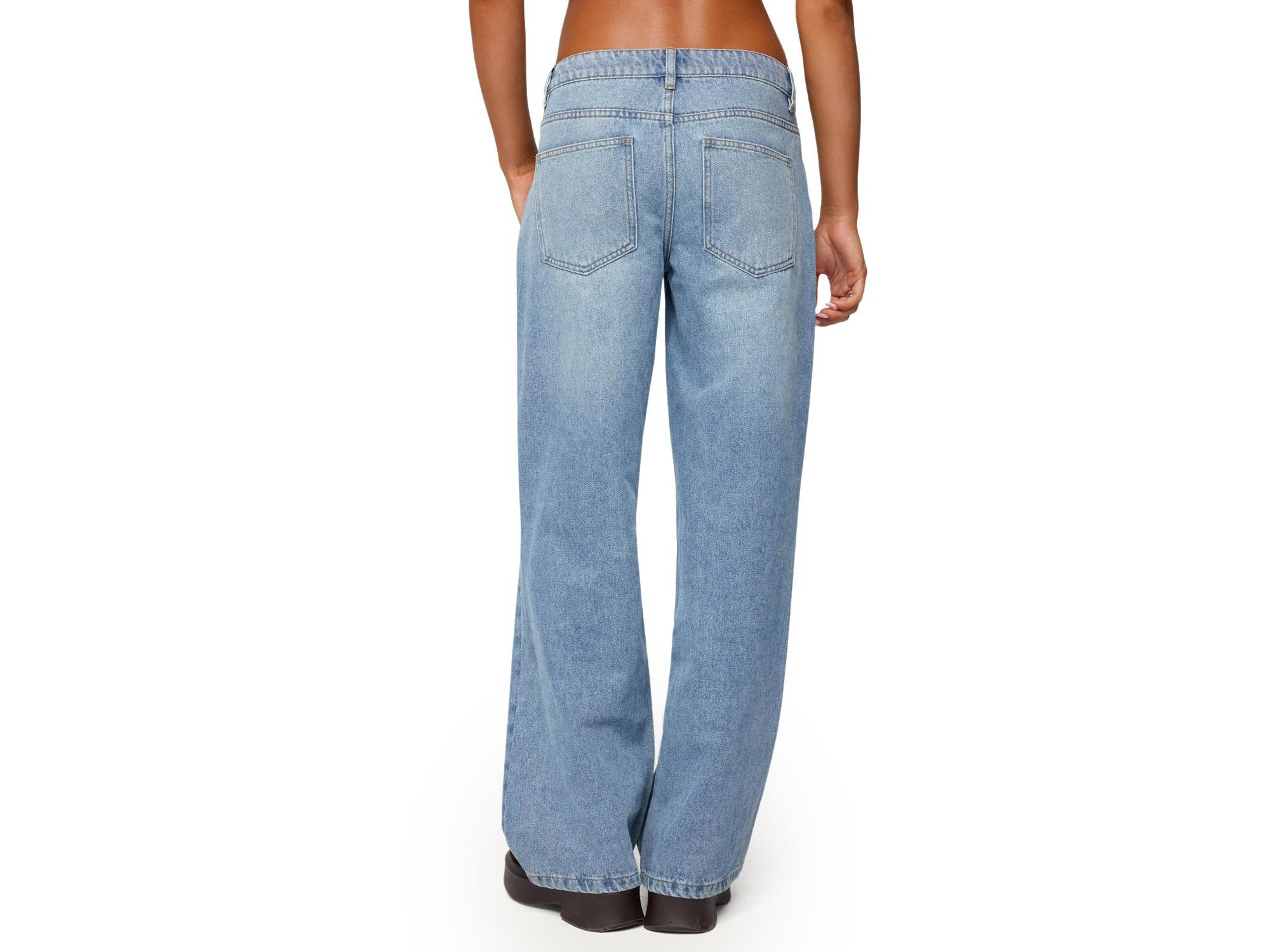 Dutton Distressed Low Rise Light Rinse Wash Jeans — Image 3