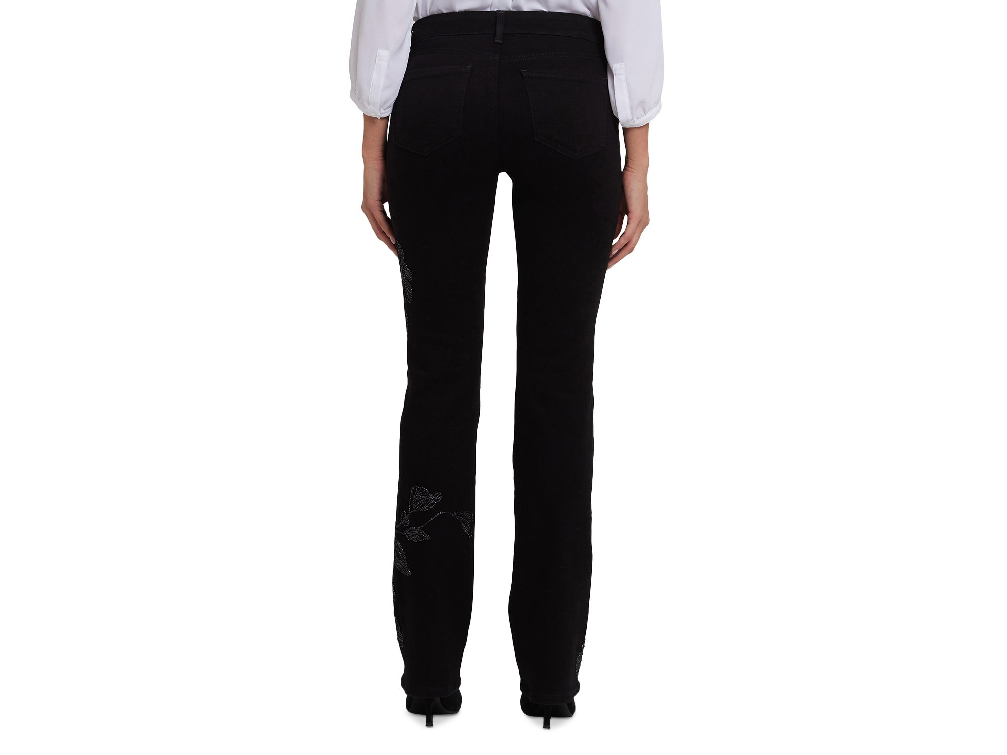 Marilyn Embroidered High Rise Straight Jeans in Black Rinse — Image 3