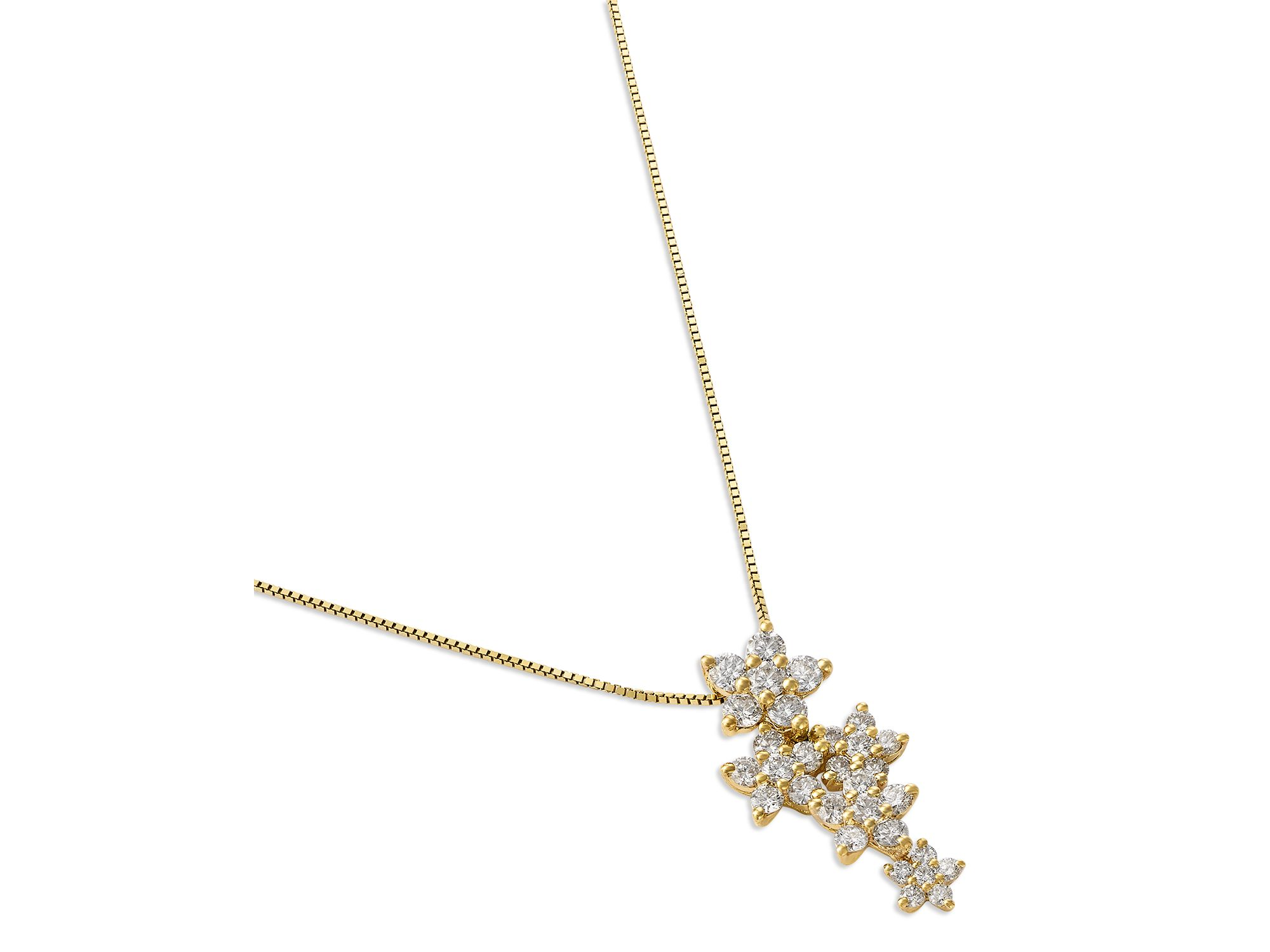 Diamond Flower Pendant Necklace in 14K Yellow Gold, 0.63 tcw — Image 3