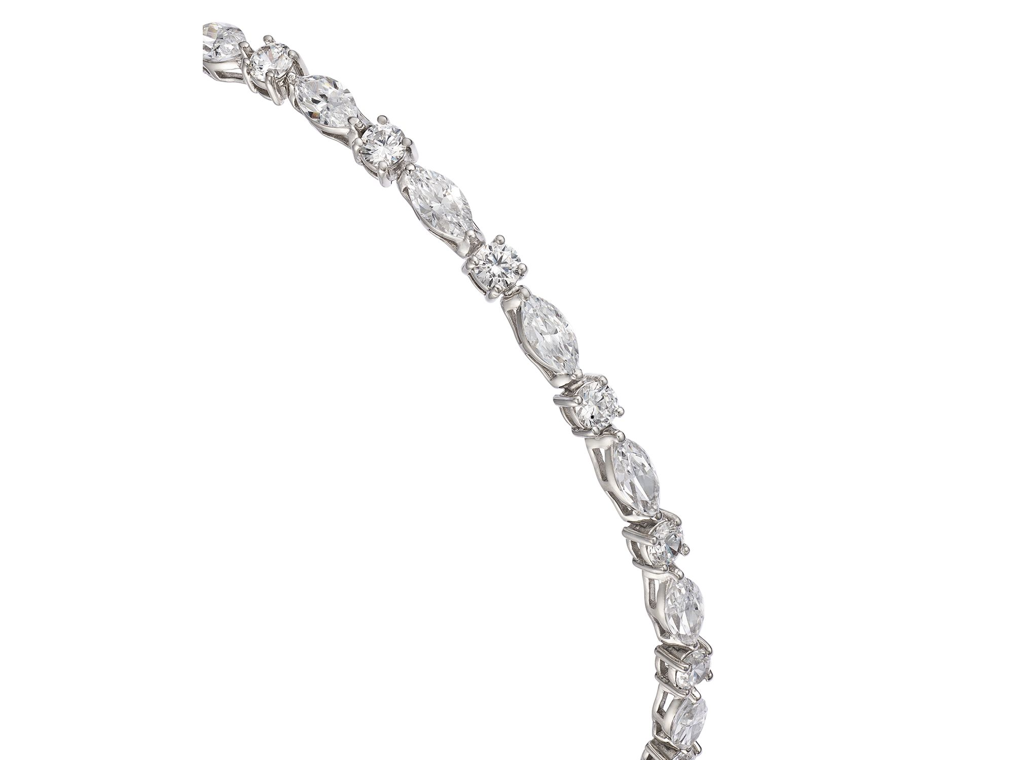Certified Lab Grown Diamond Marquis & Round Tennis Bracelet in 14K White Gold, 5.0 tcw — Image 3