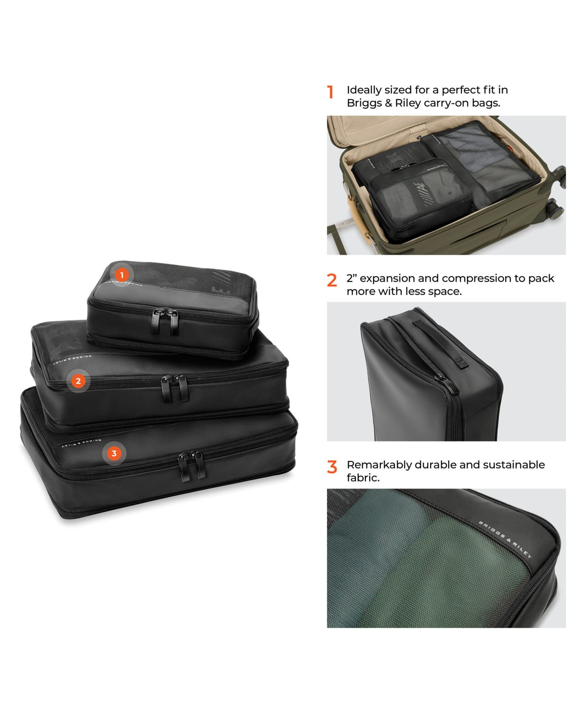 Travel Essentials 3 Piece Carry On Packing Cube Set — Image 7
