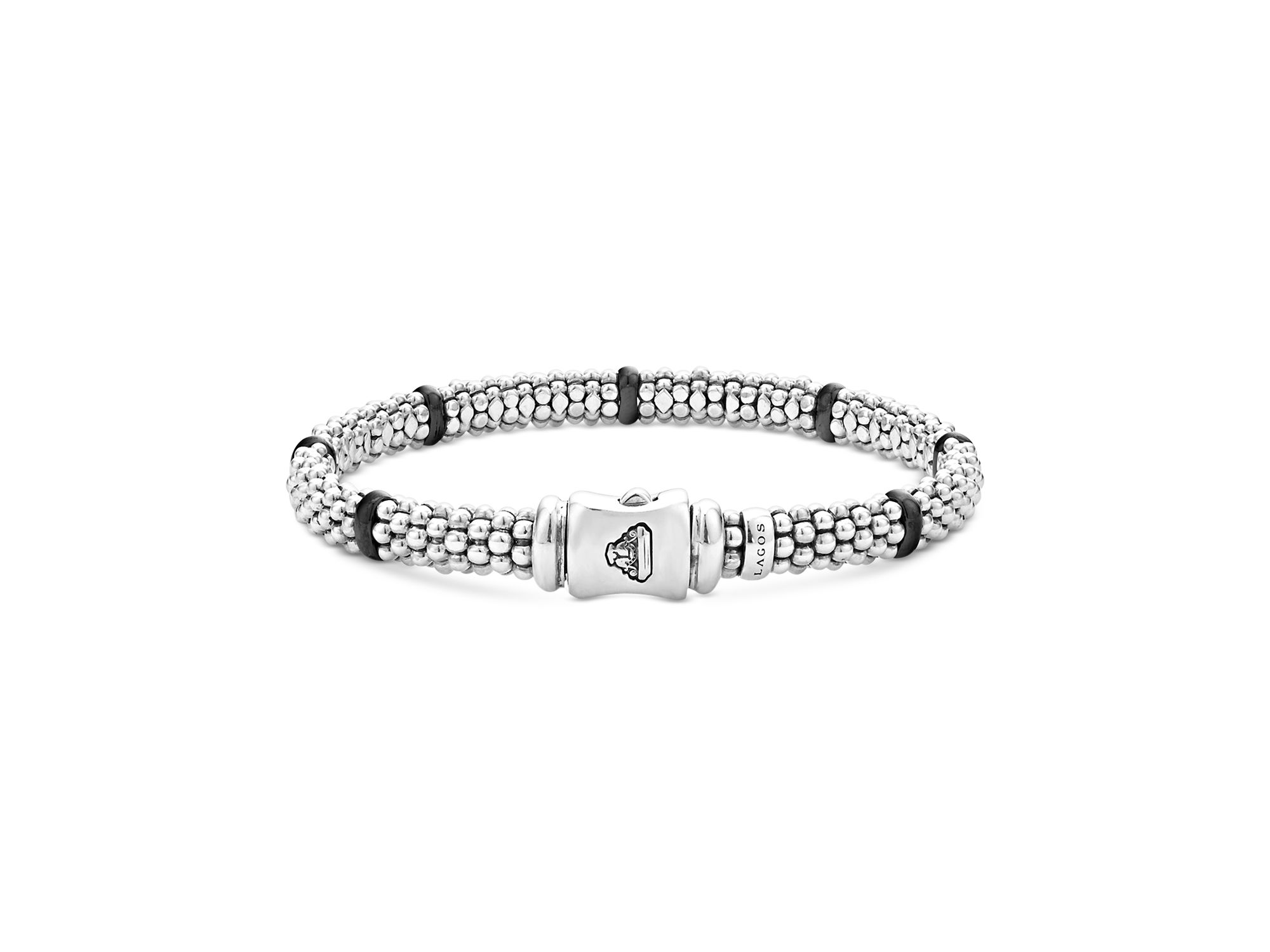 Sterling Silver Black Caviar Ceramic Beaded Bracelet — Image 5