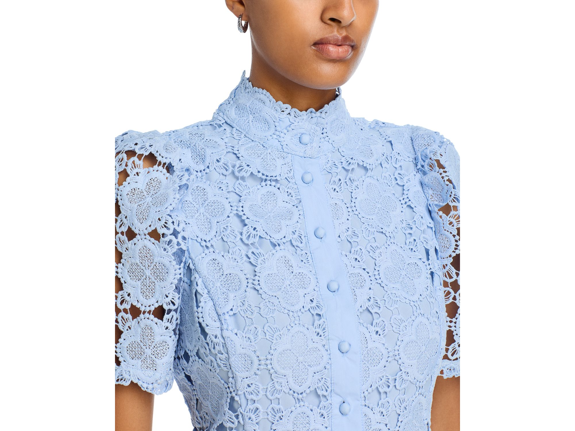 Floral Lace Mock Neck Mini Dress -Exclusive — Image 3