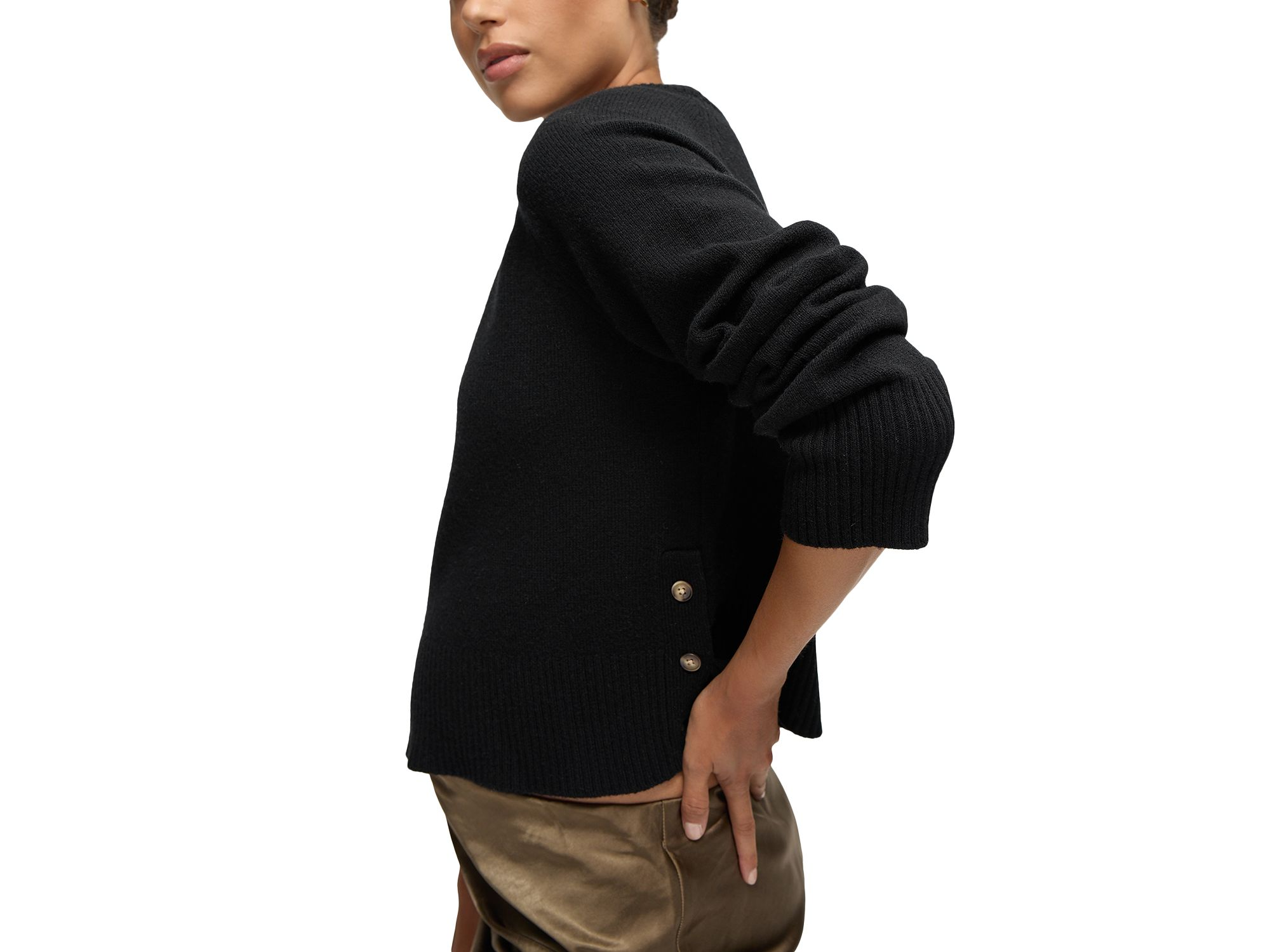 Crop Mock Neck Maternity Sweater — Image 4