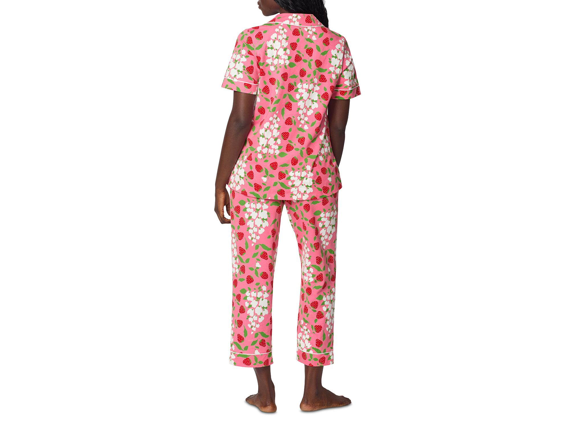 Short Sleeve Classic Cotton Stretch Jersey Cropped Pajama Set — Image 3