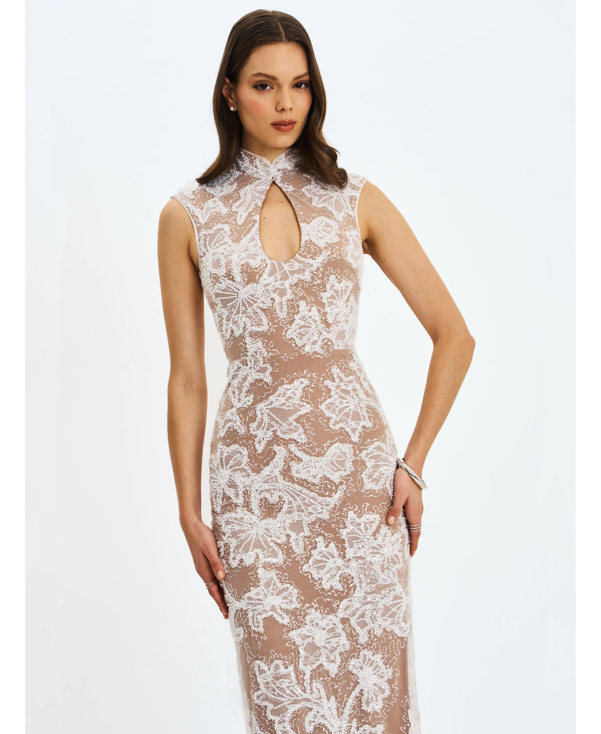 Tavia Beaded Teardrop Neckline Maxi Dress — Image 3