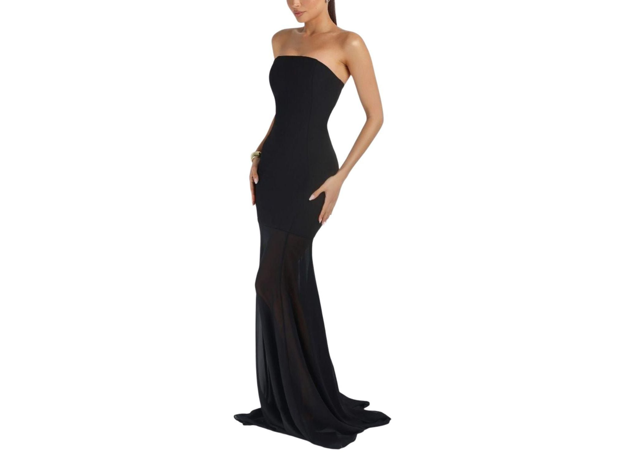 Strapless Crepe Chiffon Maxi Dress — Image 5