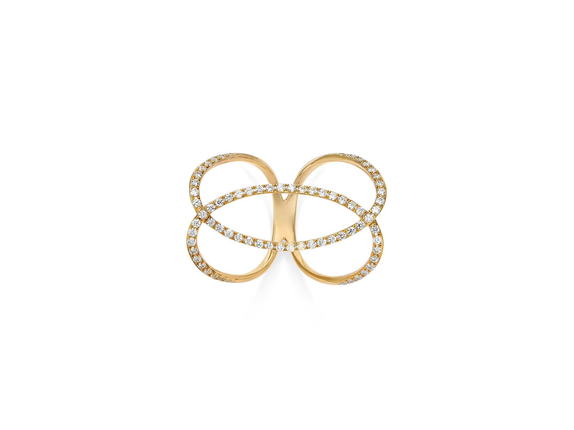 Diamond Crossover Ring in 14K Yellow Gold, 0.75 tcw — Image 3