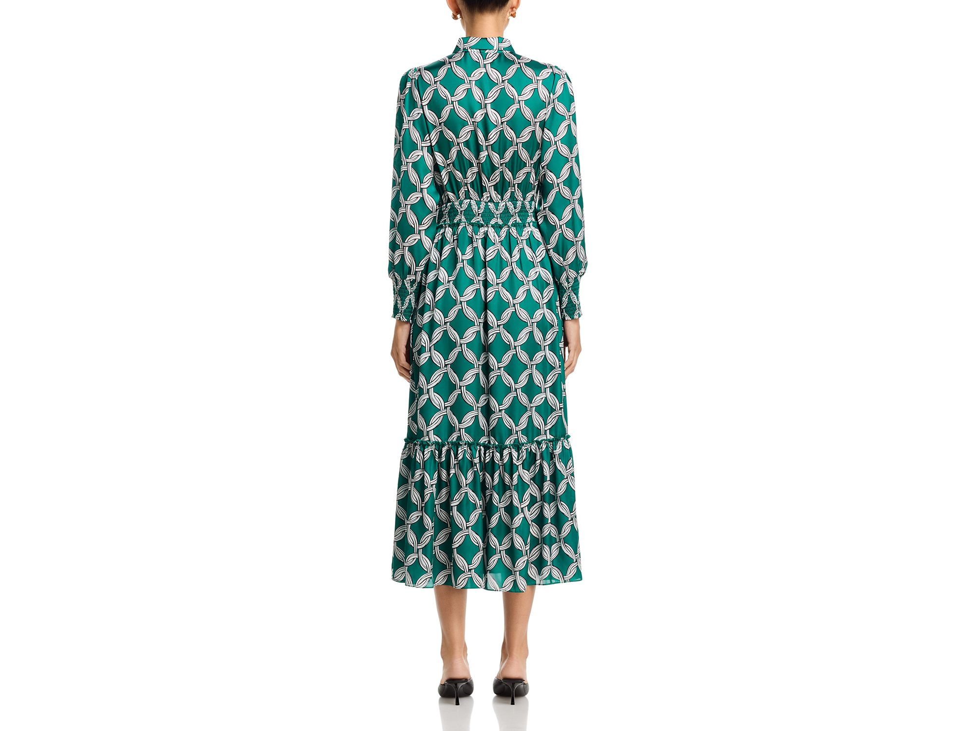Half Placket Button Down Peplum Hem Dress — Image 4