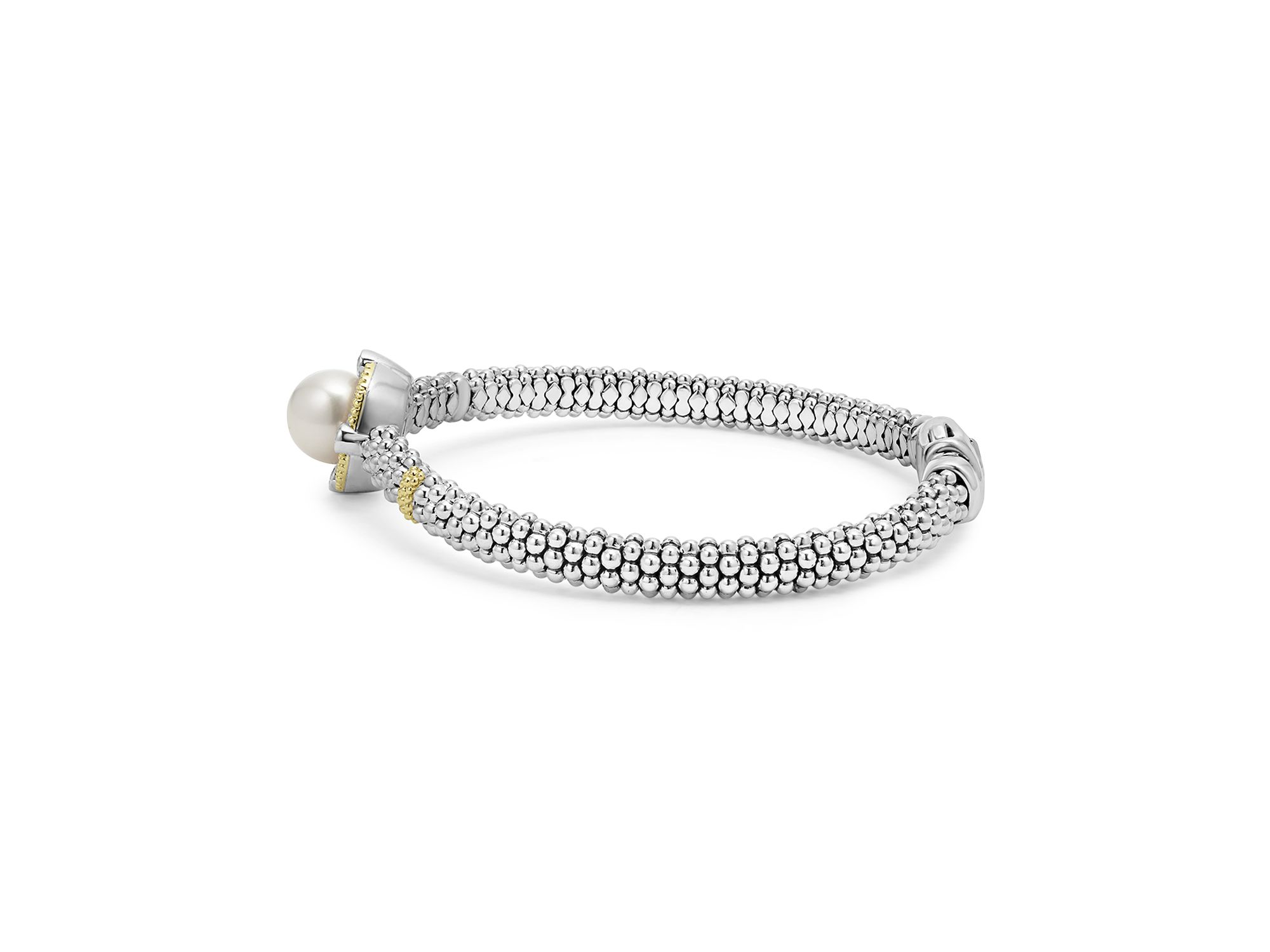 18K Yellow Gold & Sterling Silver Luna Cultured Freshwater Pearl & Diamond Caviar Bead Bracelet — Image 5