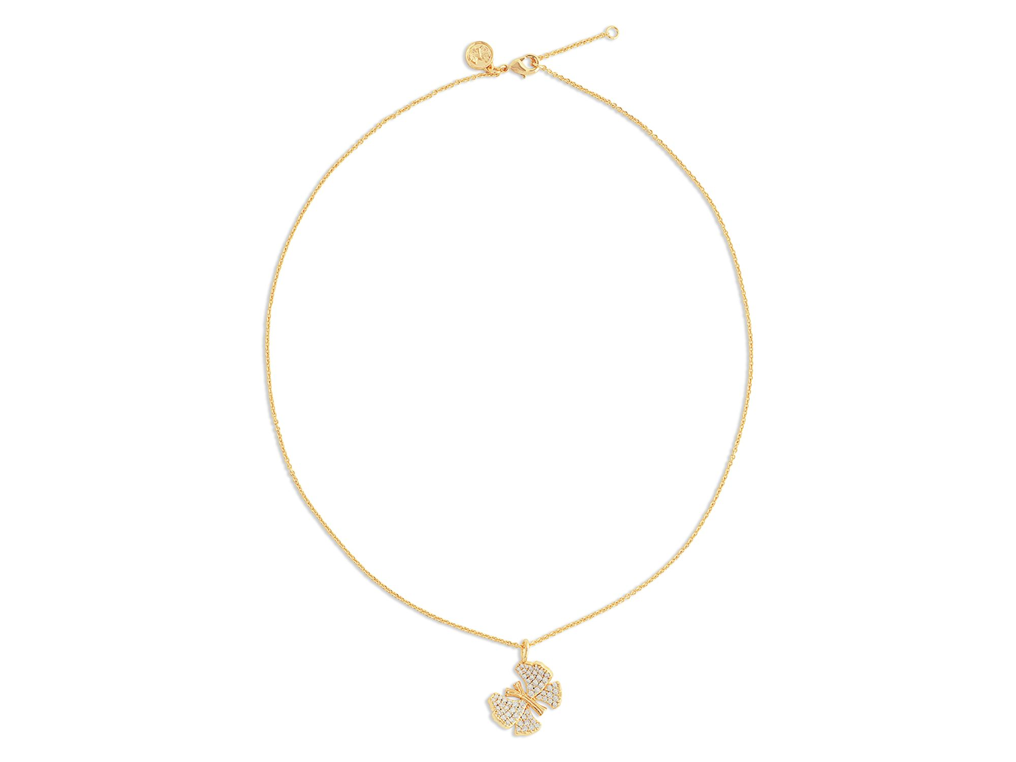 Pavé Butterfly Pendant Necklace in 18K Gold Plated, 16"-17" — Image 3