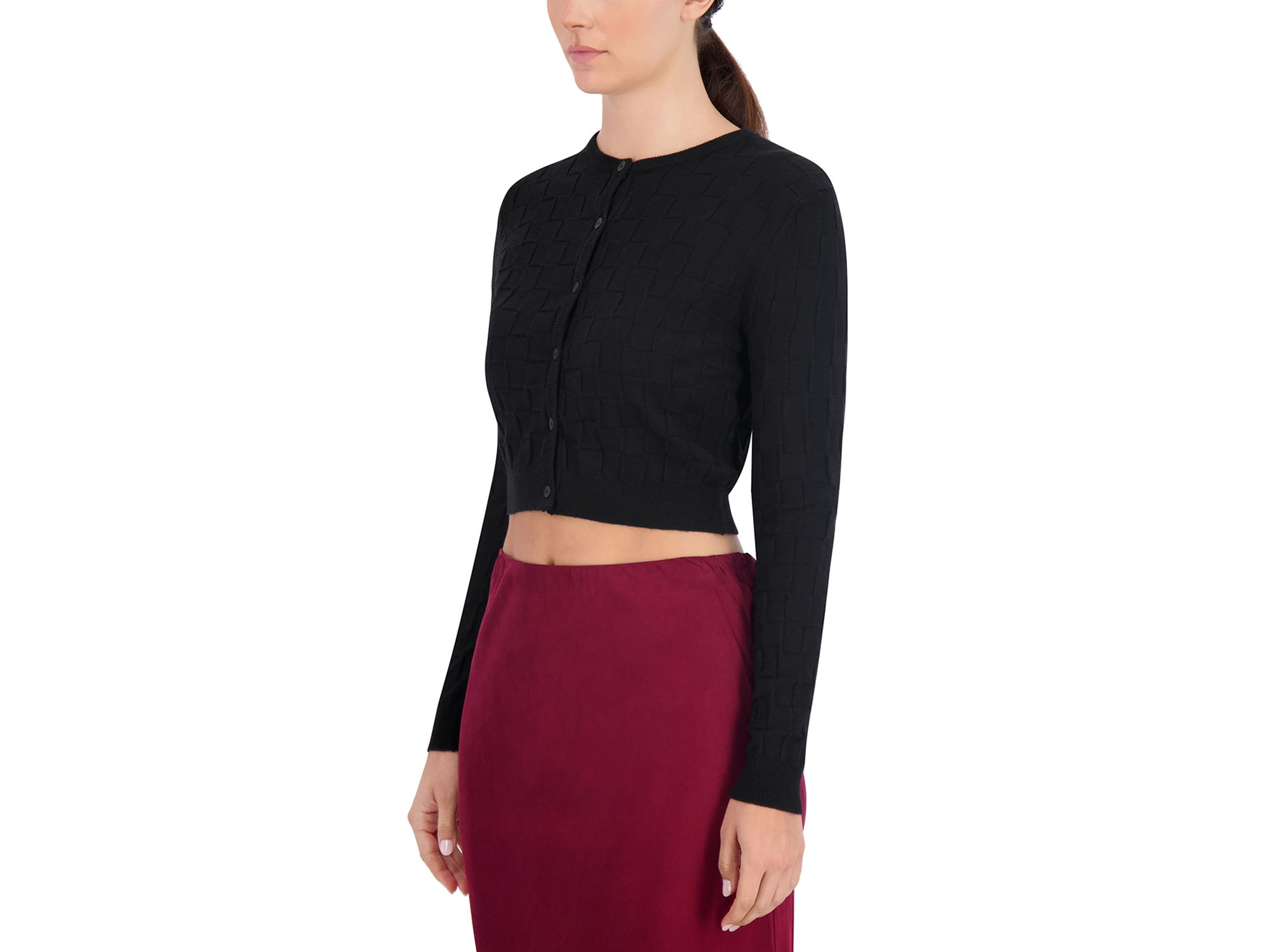 Basketweave Knit Cardigan — Image 3