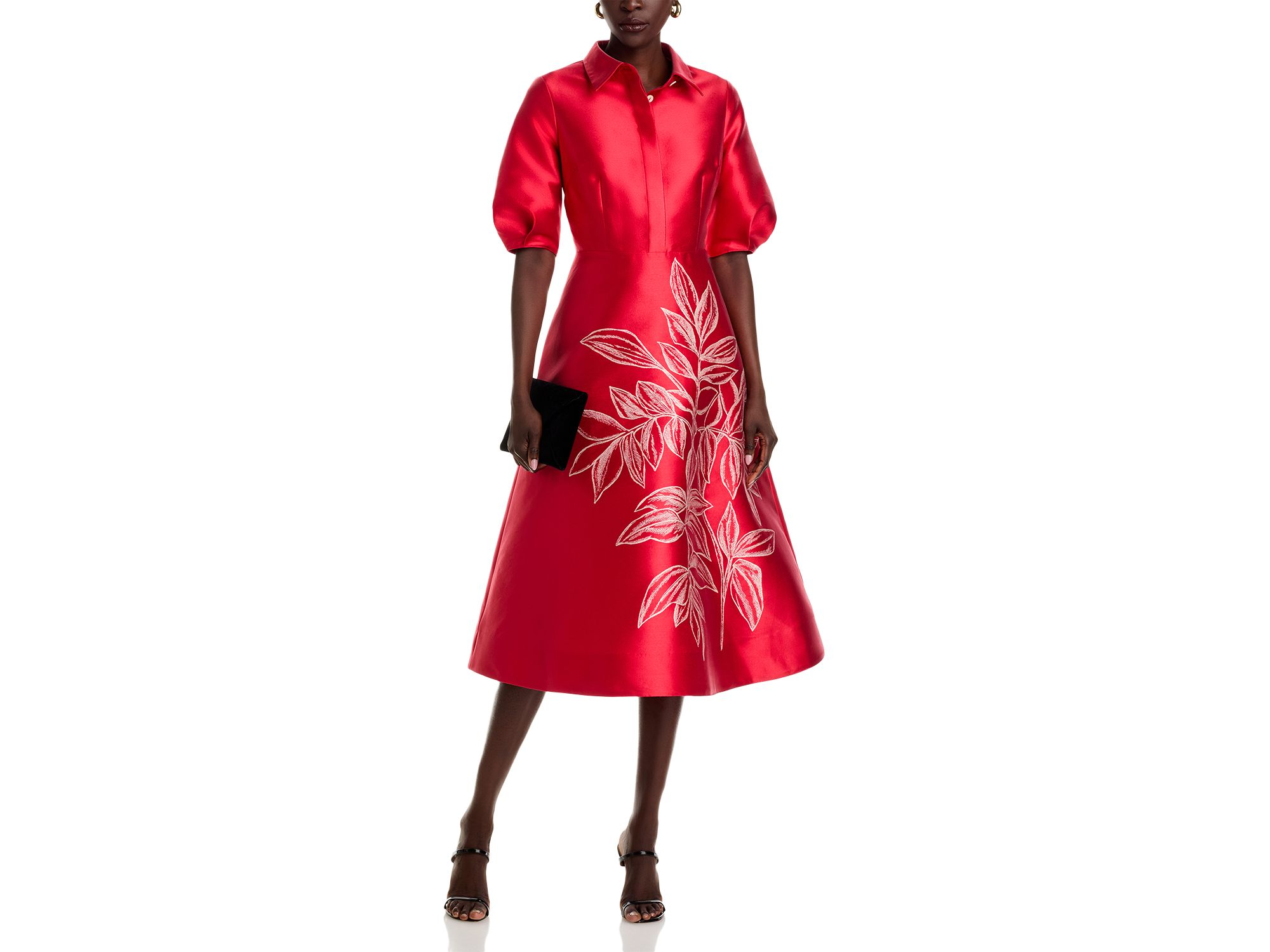 Gazar Border Print Puff-Sleeve Dress — Image 3