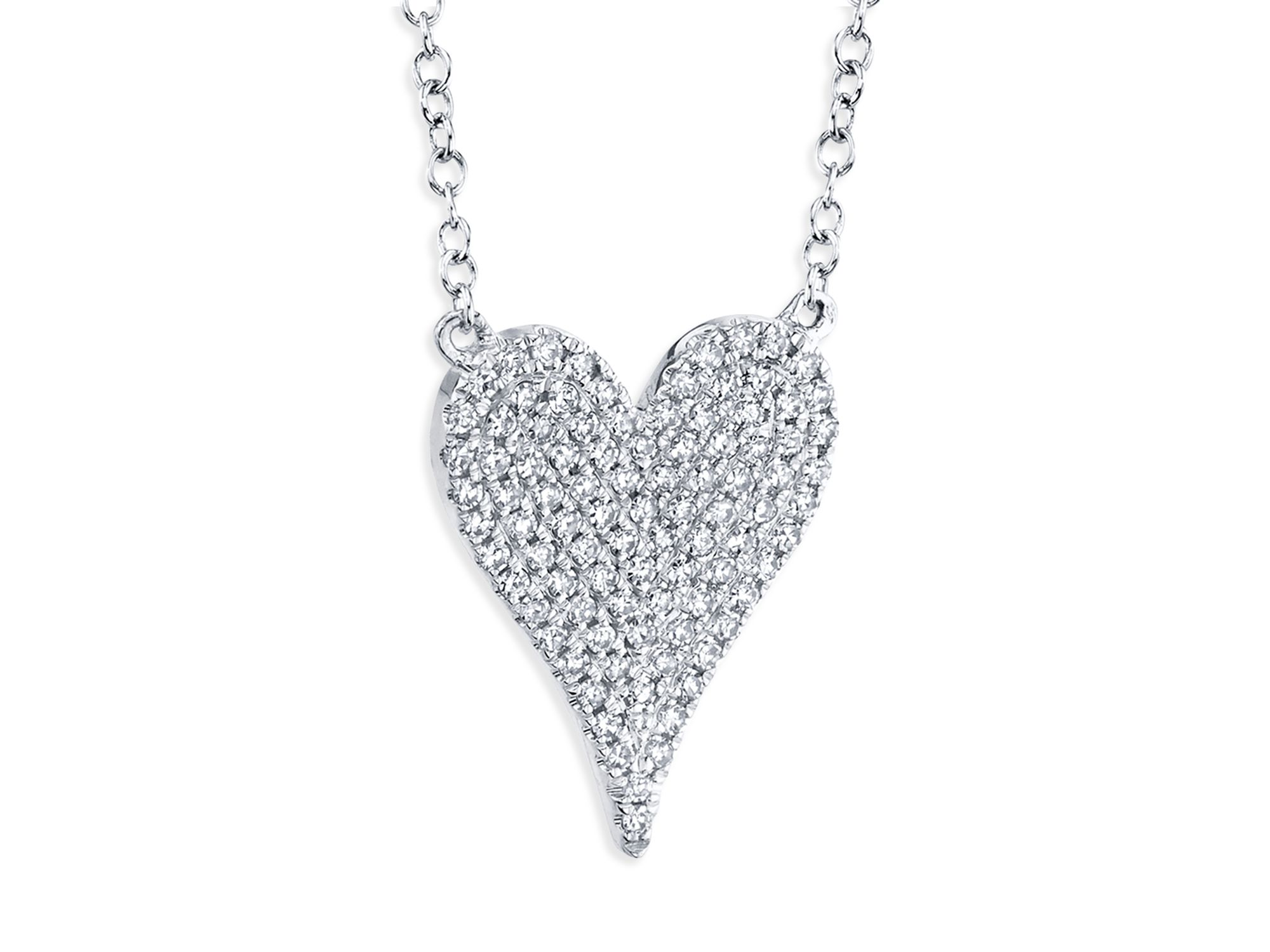 14K White Gold Kate Diamond Pavé Heart Pendant Necklace, 15"-18" — Image 3
