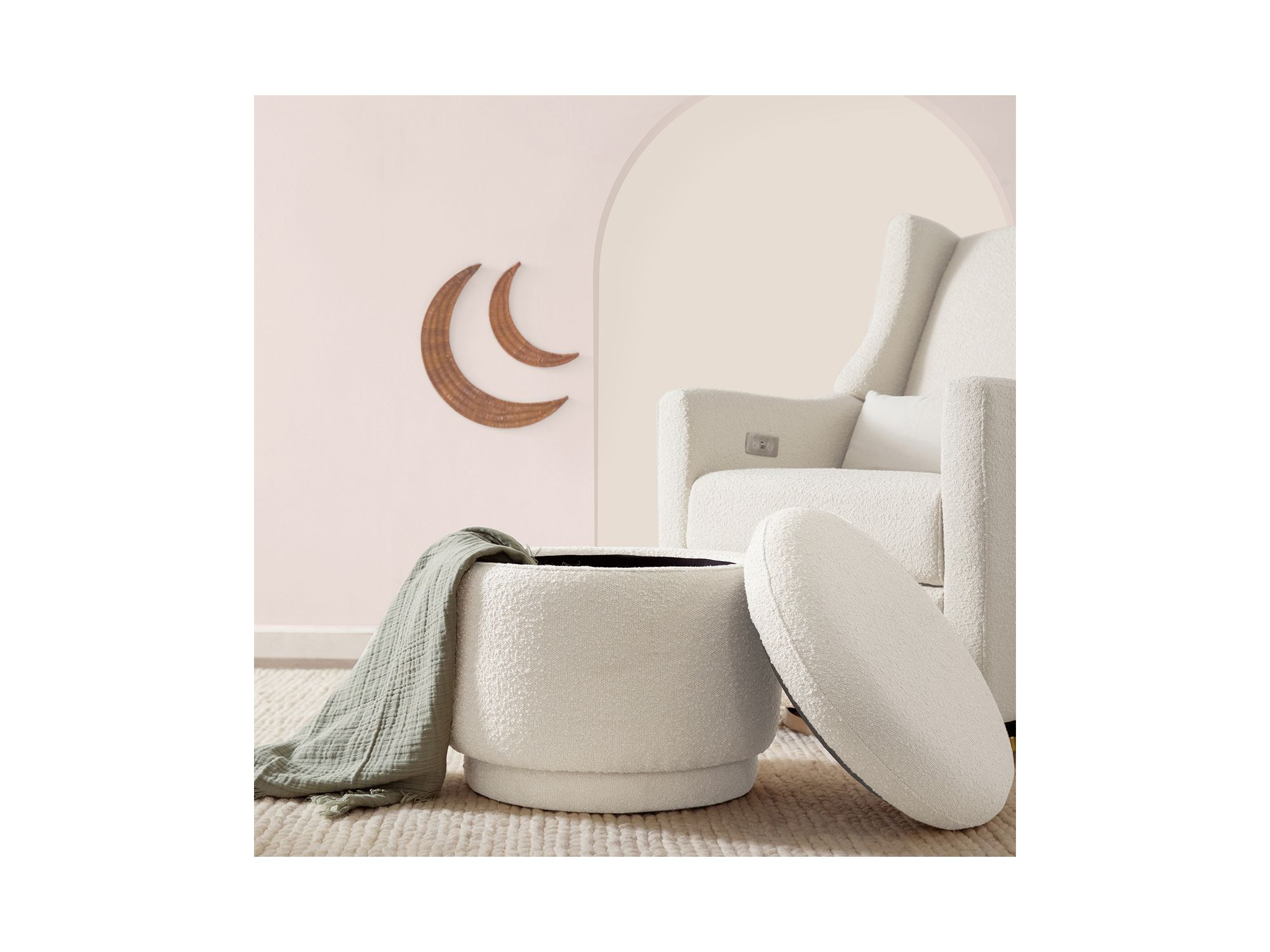 Enoki Bouclé Storage Ottoman — Image 9