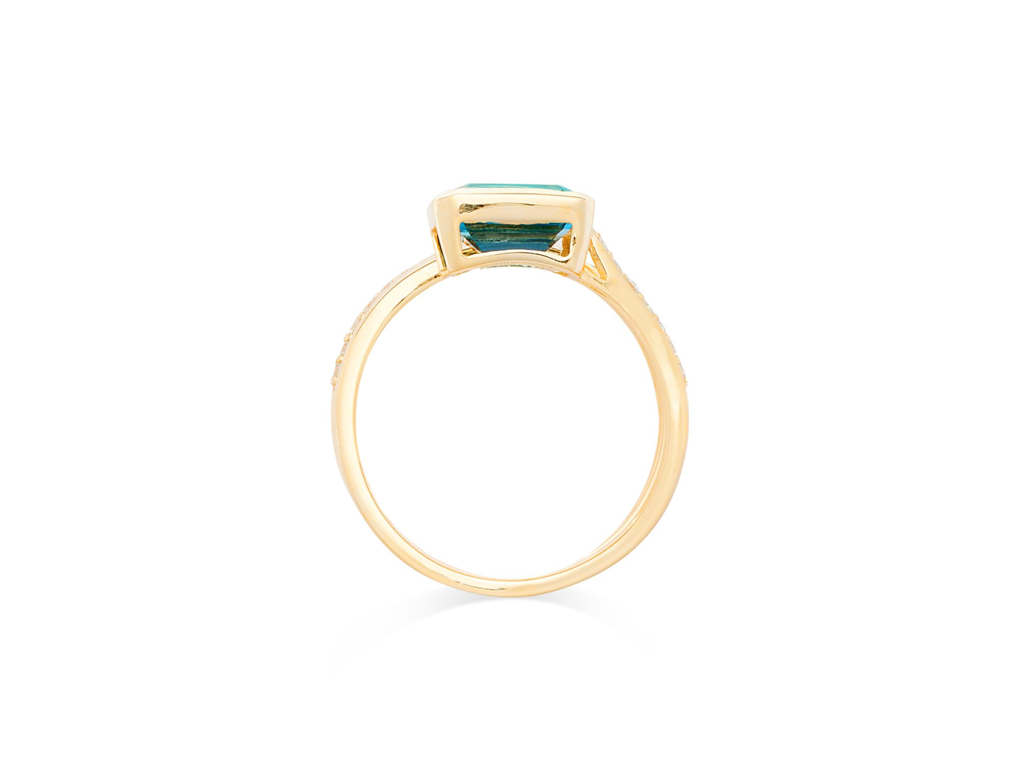 London Blue Topaz & Diamond Wrap Ring in 14K Yellow Gold — Image 5