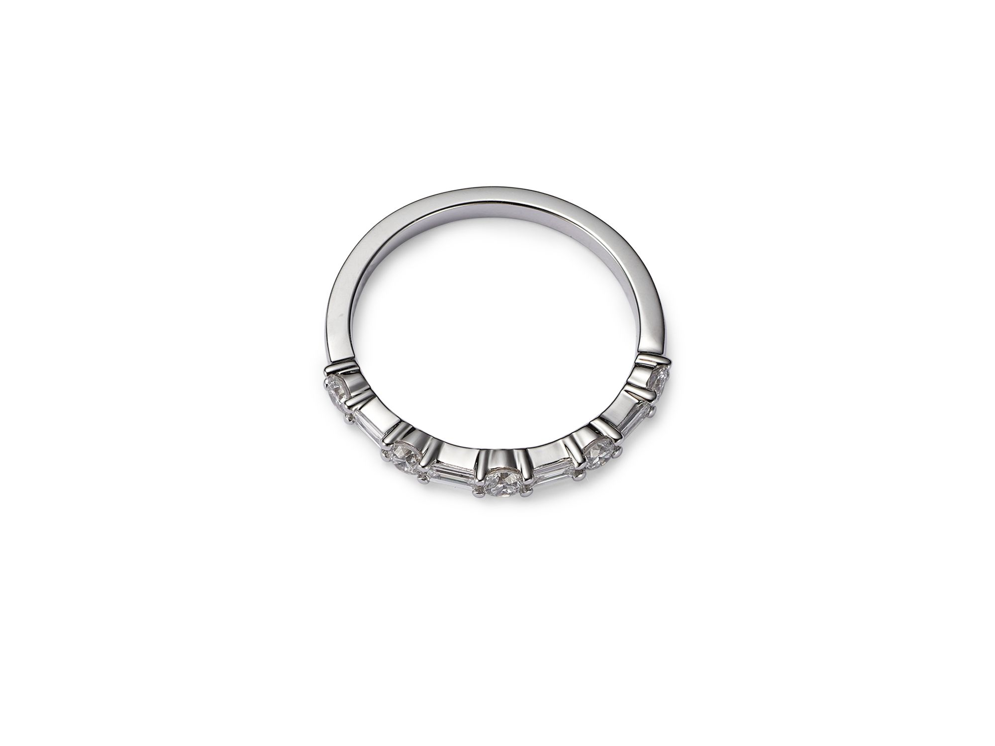 Diamond Baguette & Round Band in 14K White Gold, 0.50 tcw — Image 5