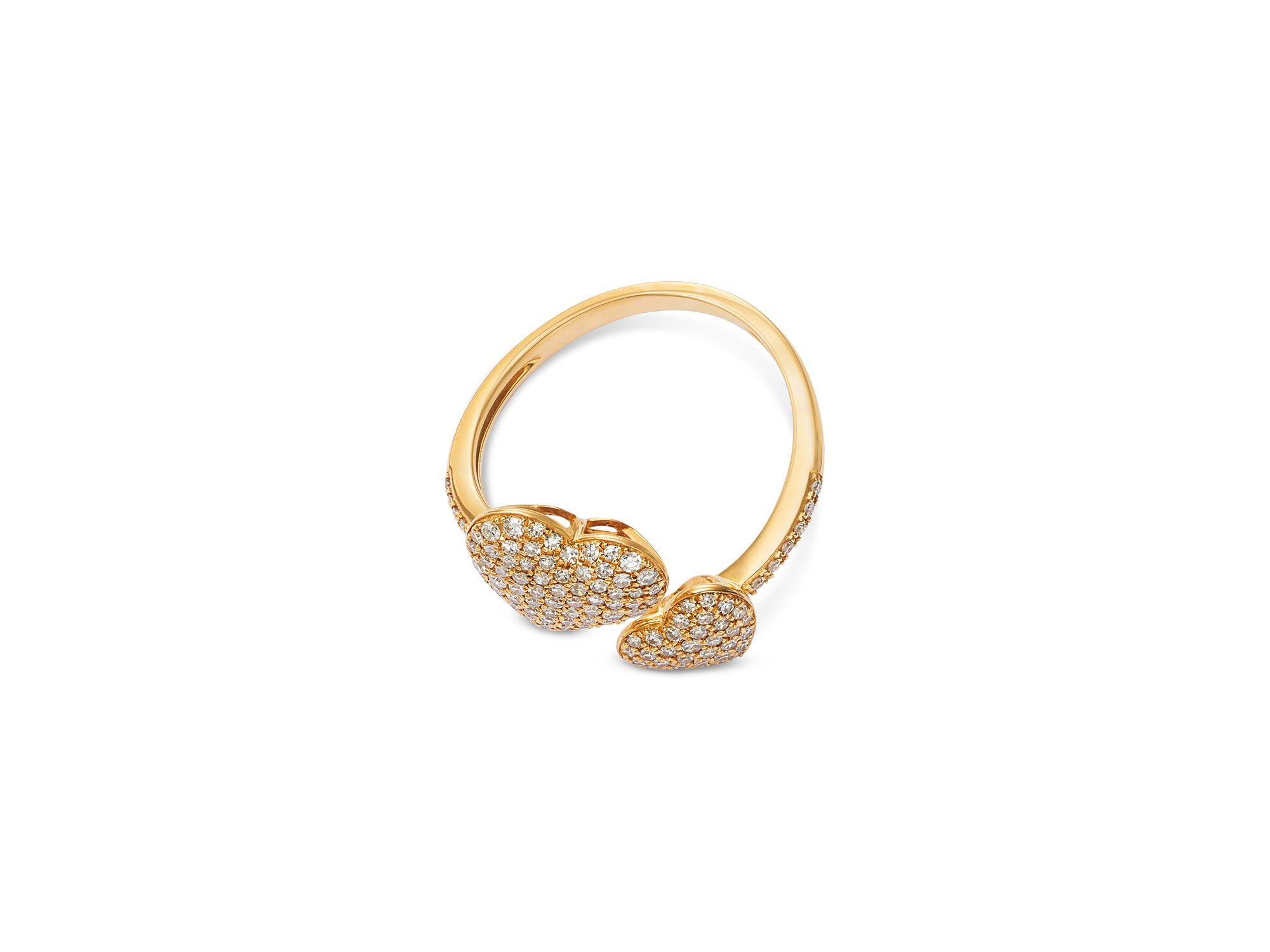 Diamond Pavé Heart Bypass Ring in 14K Yellow Gold, 0.44 tcw — Image 3