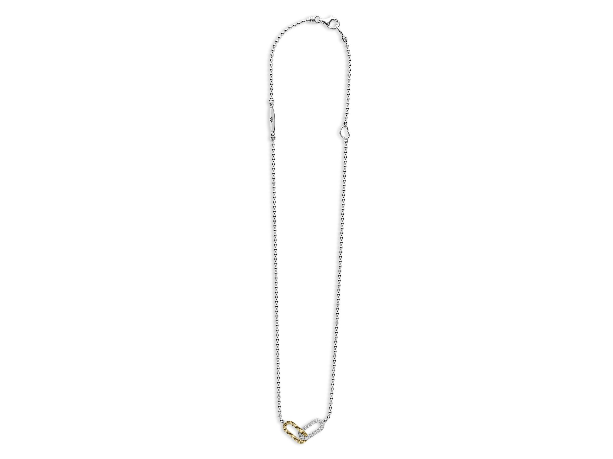 18K Yellow Gold & Sterling Silver Caviar Lux-Clip Diamond Bead Link Necklace, 16-18" - Exclusive — Image 6
