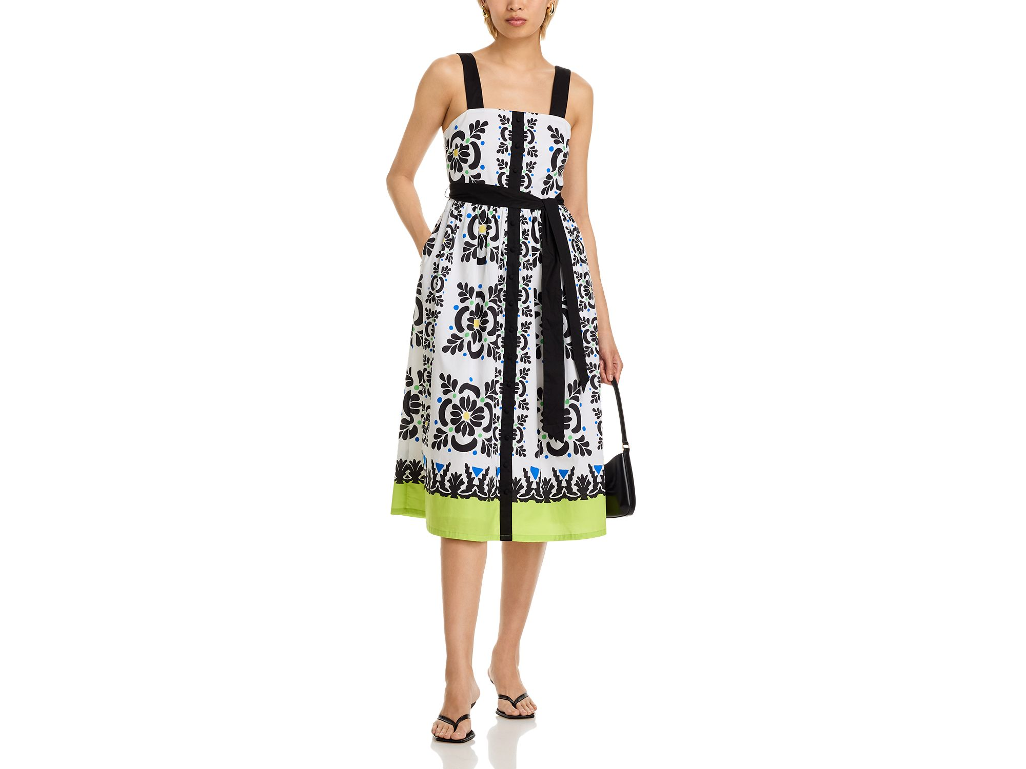 Printed Square Neck Midi Dress — Image 4