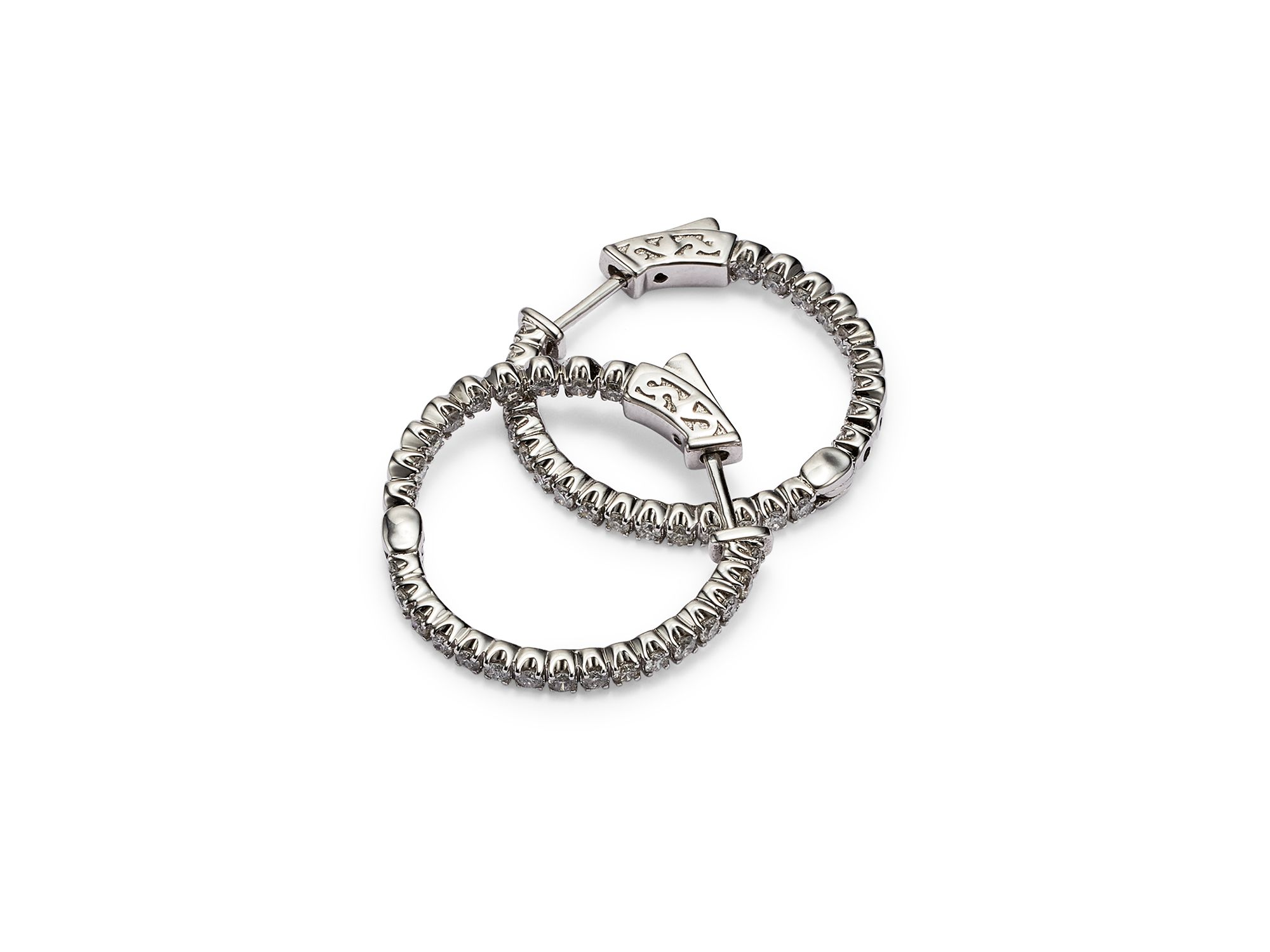 Diamond Inside Out Hoop Earrings in 14K White Gold, 1.0 tcw - Exclusive — Image 4