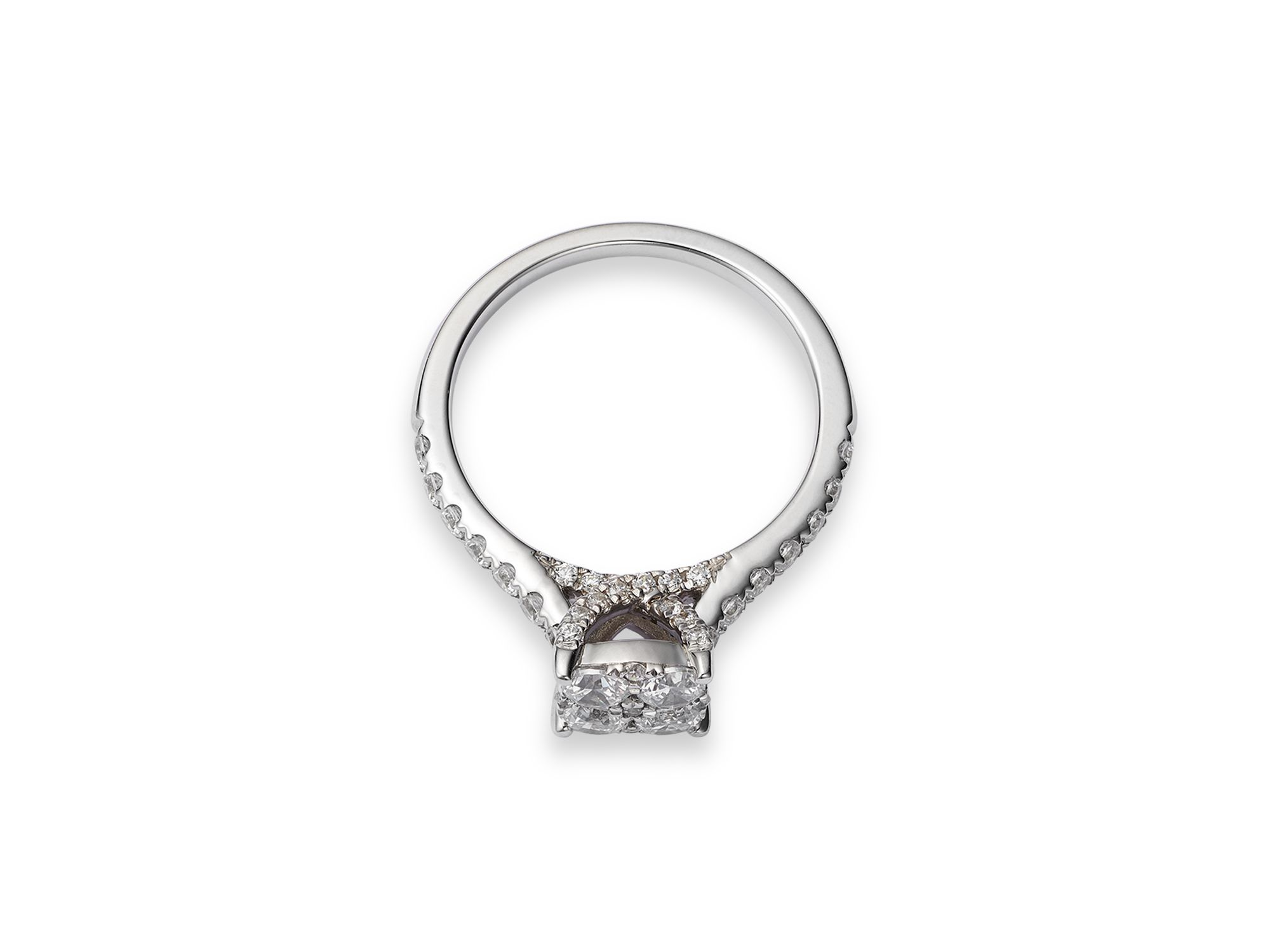 Diamond Cluster Engagement Ring in 14K White Gold, 1.00 tcw — Image 3
