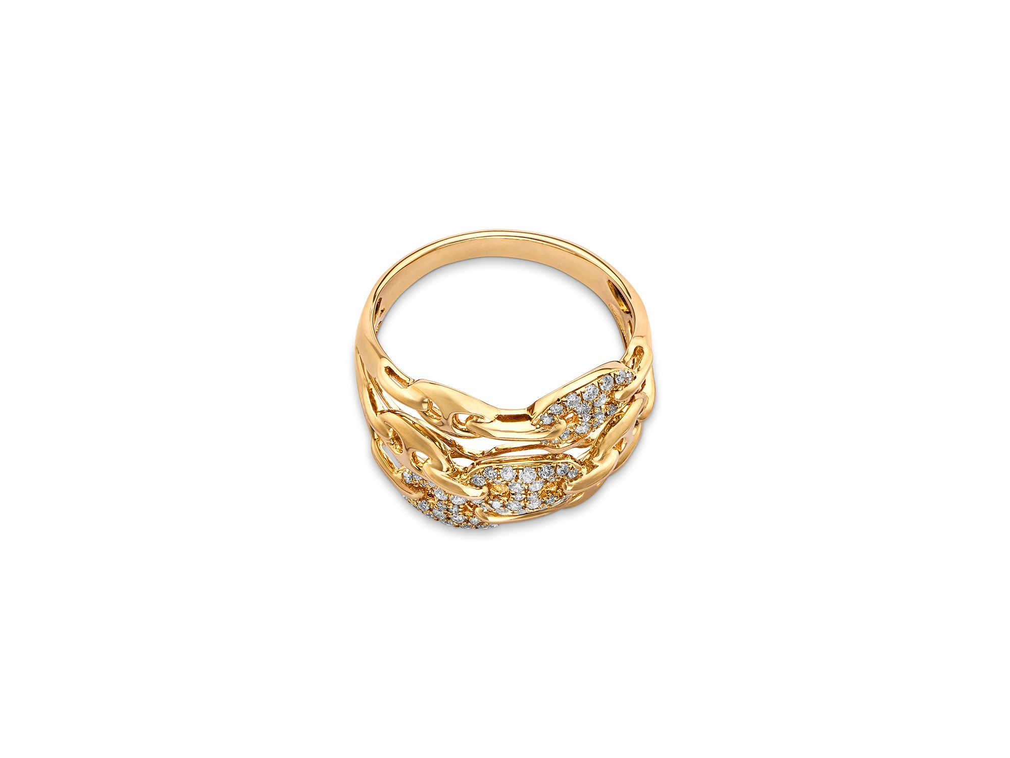Diamond Pavé Mariner Ring in 14K Yellow Gold, 0.35 tcw — Image 3