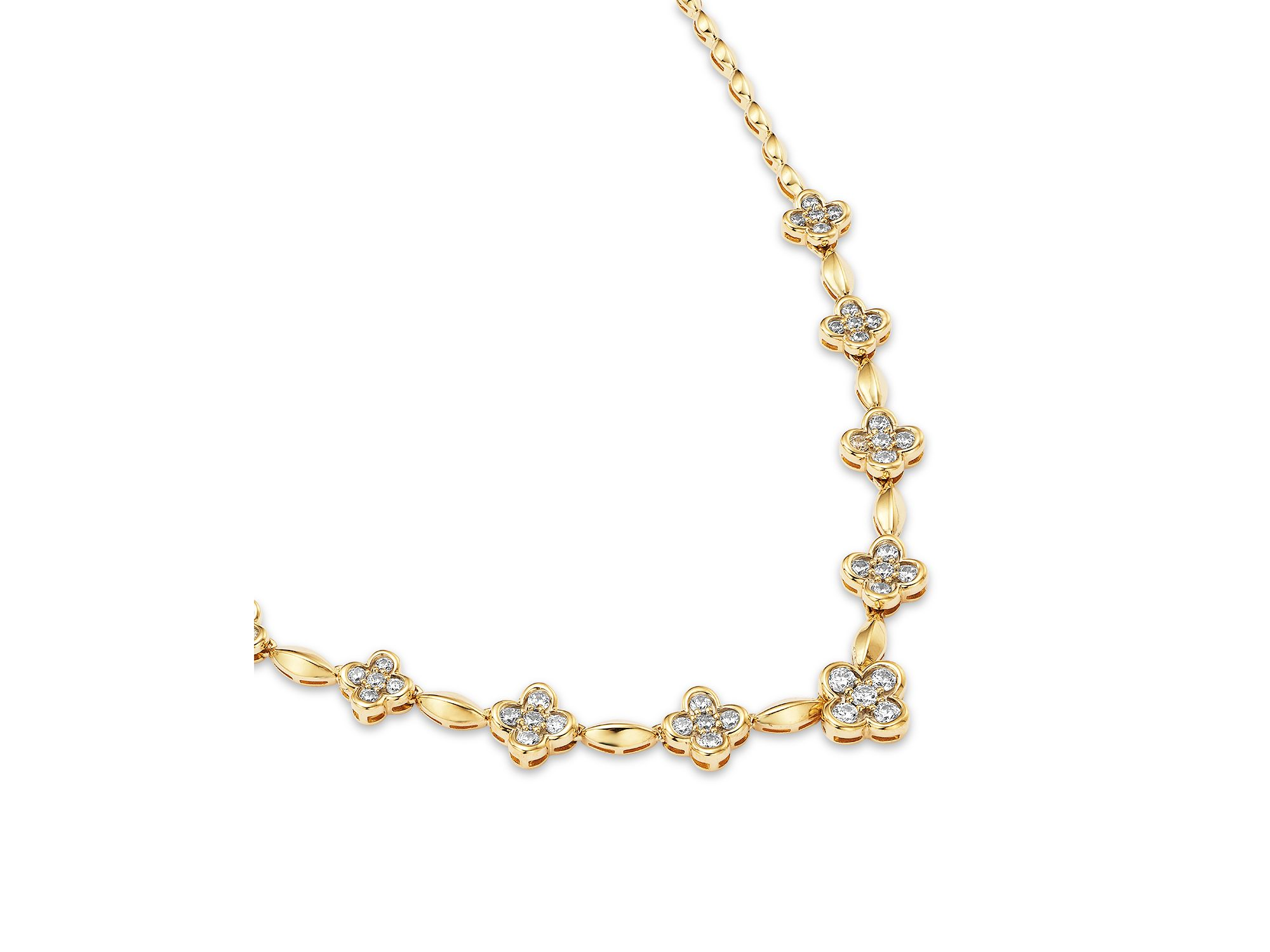 Diamond Clover Station Necklace in 14K Yellow Gold, 1.0 tcw — Image 3