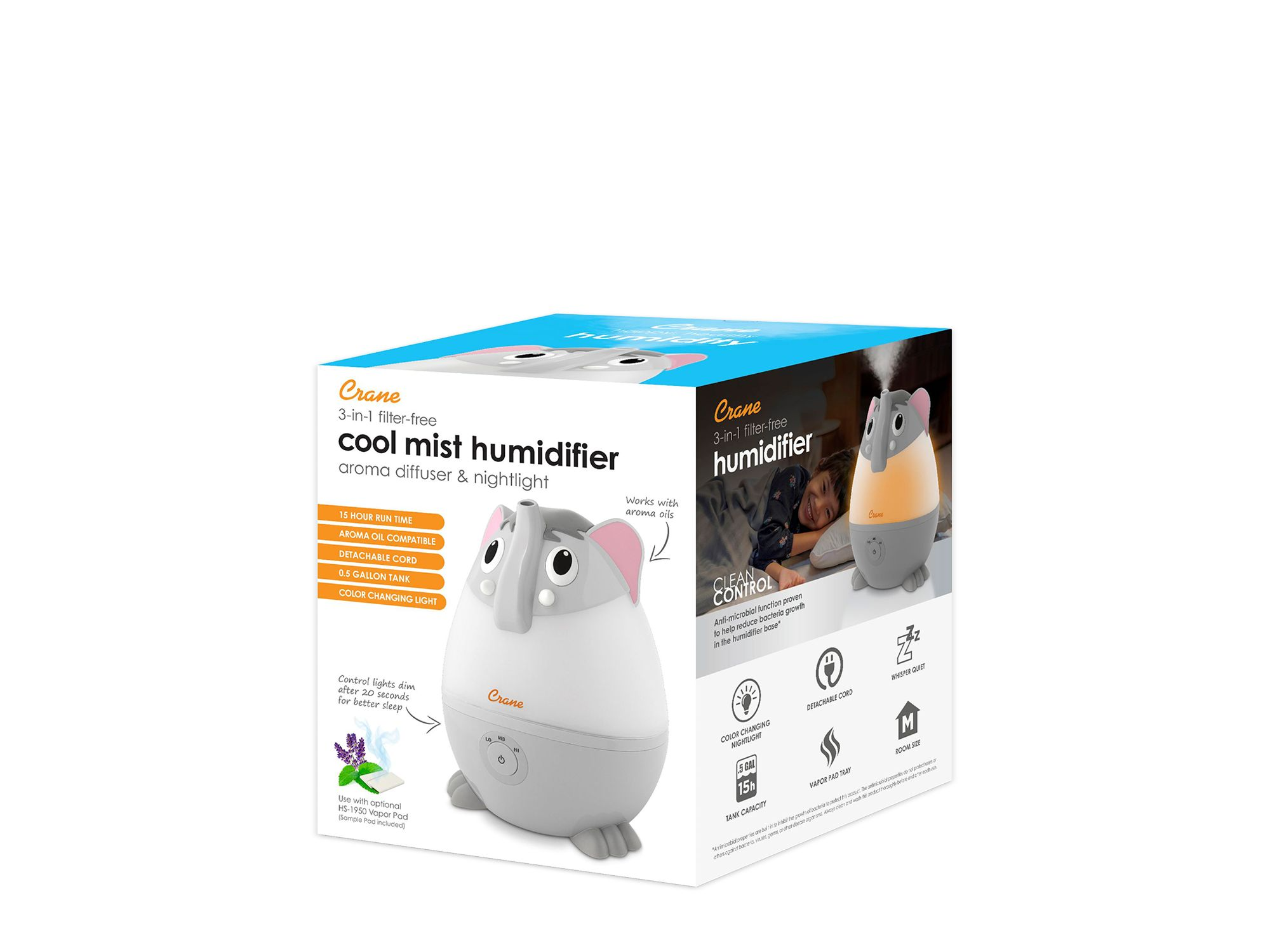 Adorable Humidifier, Mini Elephant, Cool Mist Humidifier with Vapor Tray, 0.5 Gal. — Image 6