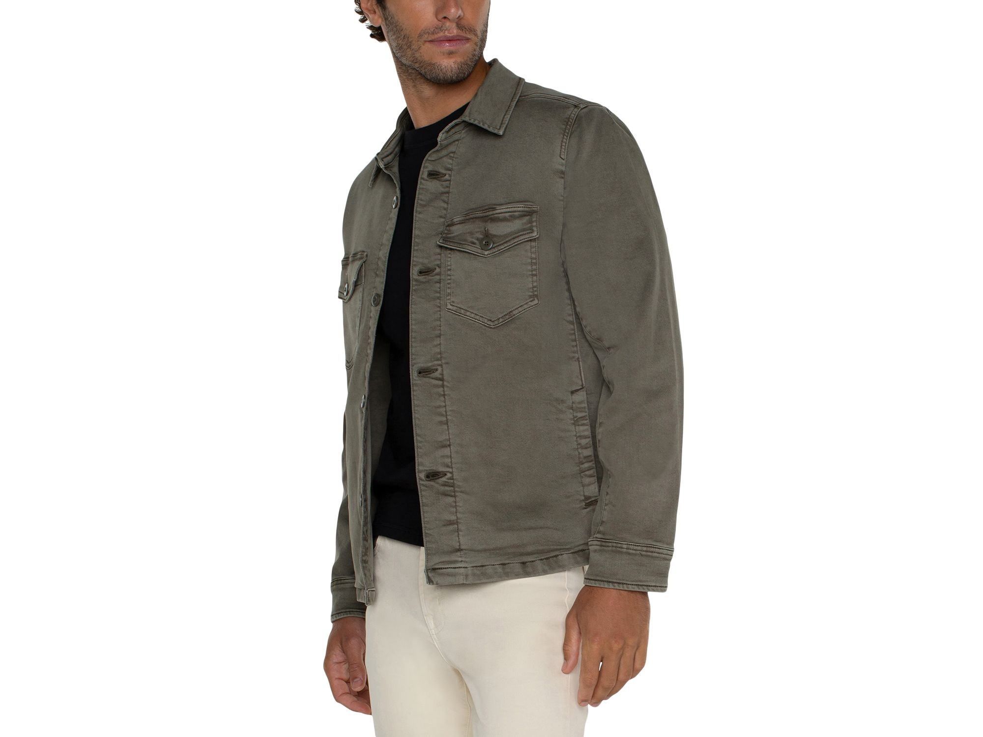 Long Sleeve Flap Pocket Overshirt — Image 3
