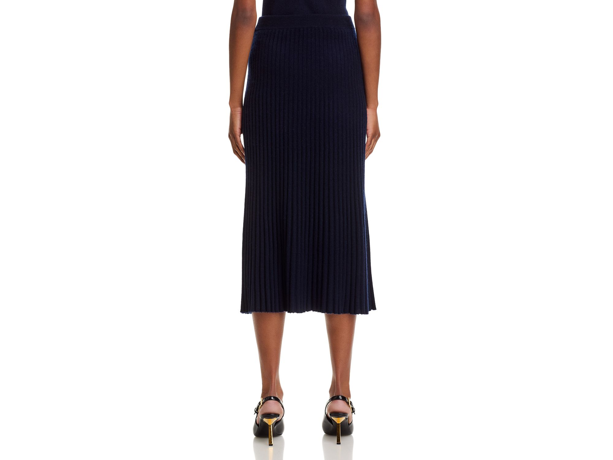 100% Cashmere Ribbed Midi Skirt - Exclusive — Image 4
