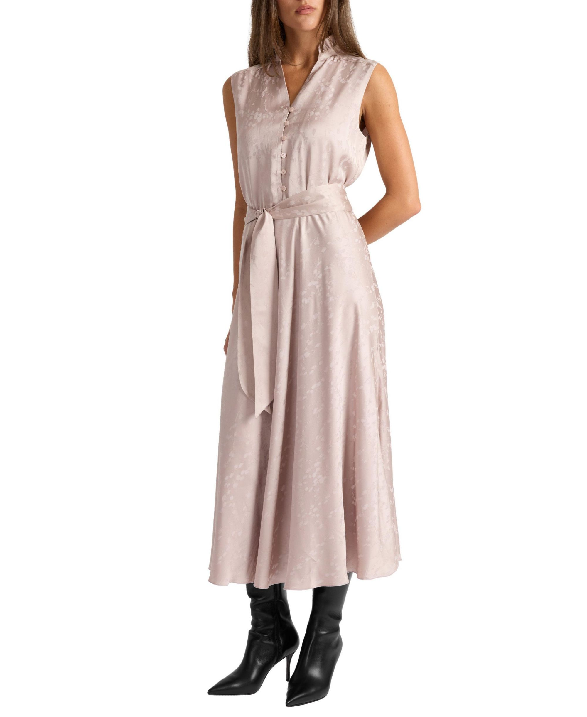 Nirva Sleeveless Dress in Tonal Floral Jacquard — Image 6