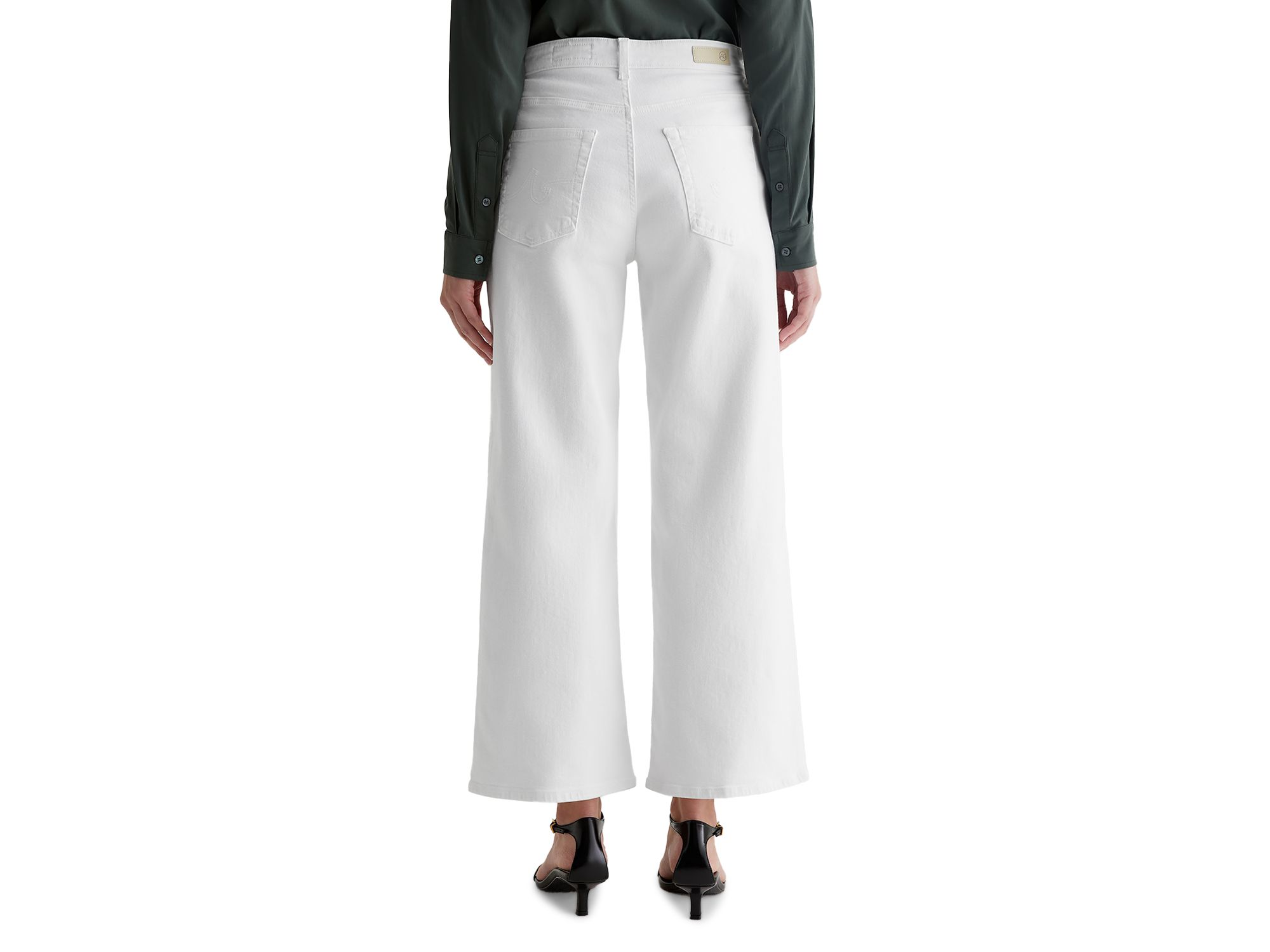 Saige Mid Rise Wide Leg Cropped Jeans in Gallery White — Image 5