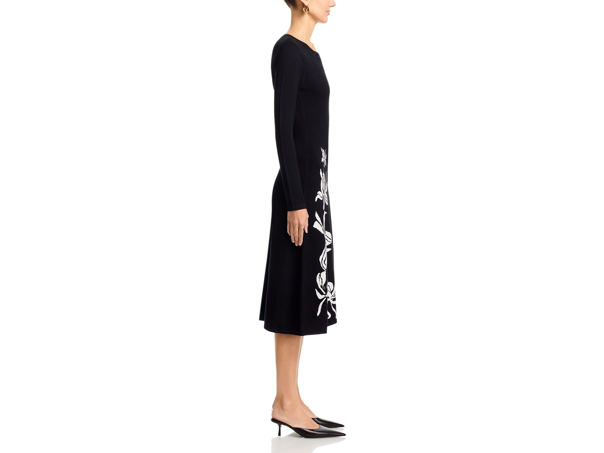 Long Sleeve Round Neck Jacquard Dress — Image 5