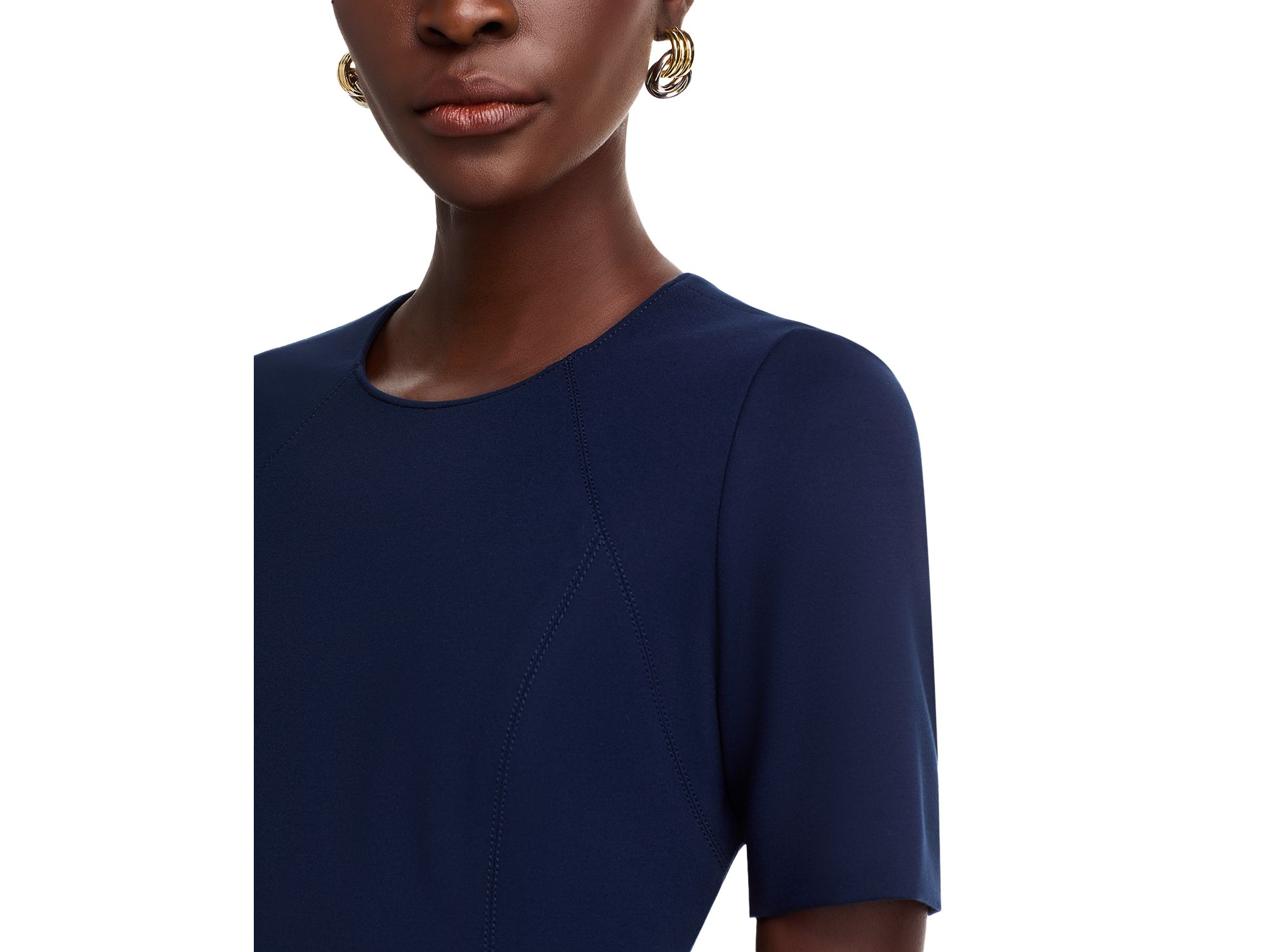 Judianne Short Sleeve Fitted Sheath Dress - Exclusive — Image 3