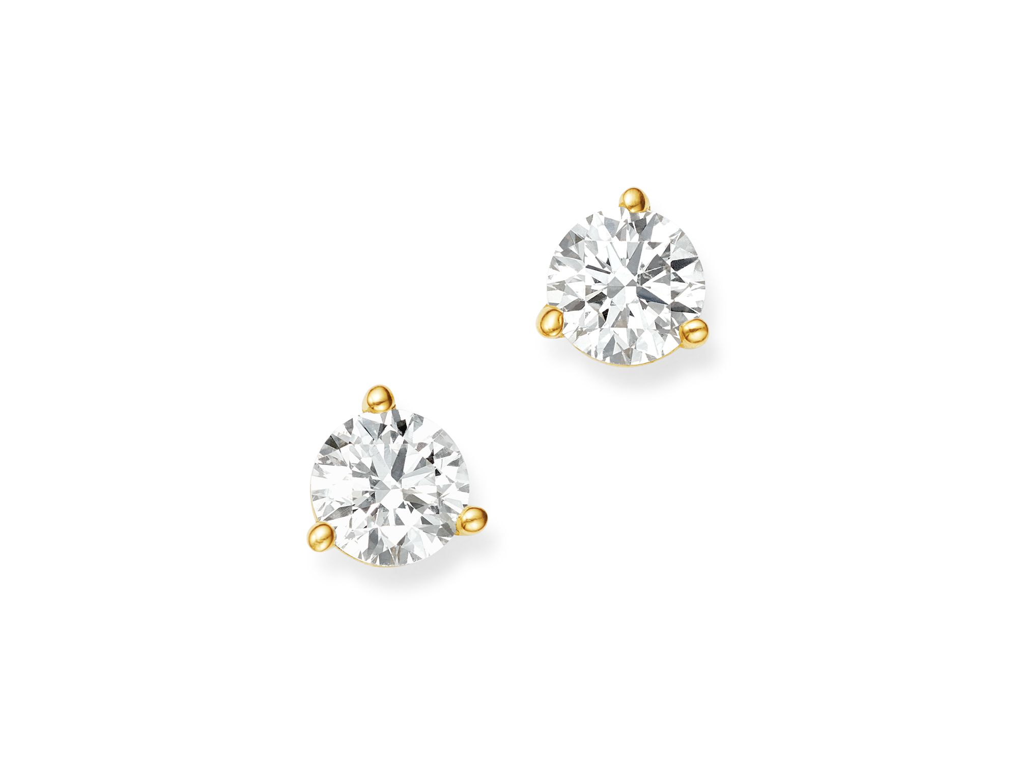 Certified Diamond Stud Earrings in 18K Yellow Gold Martini Setting — Image 8