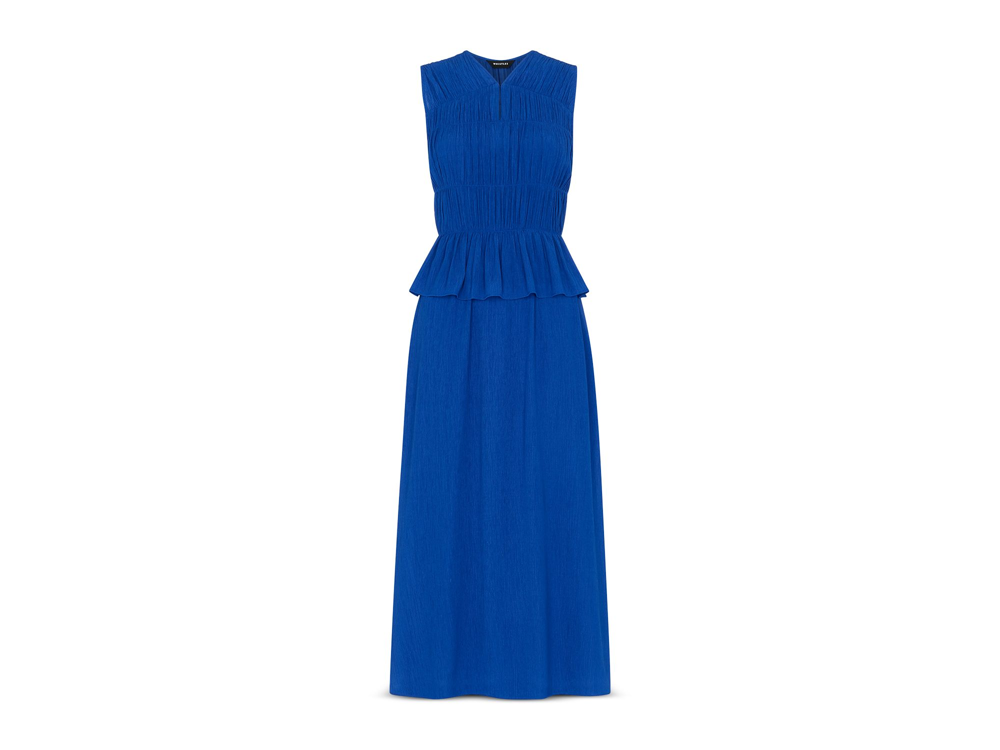 Shirred V Neck Midi Dress — Image 5